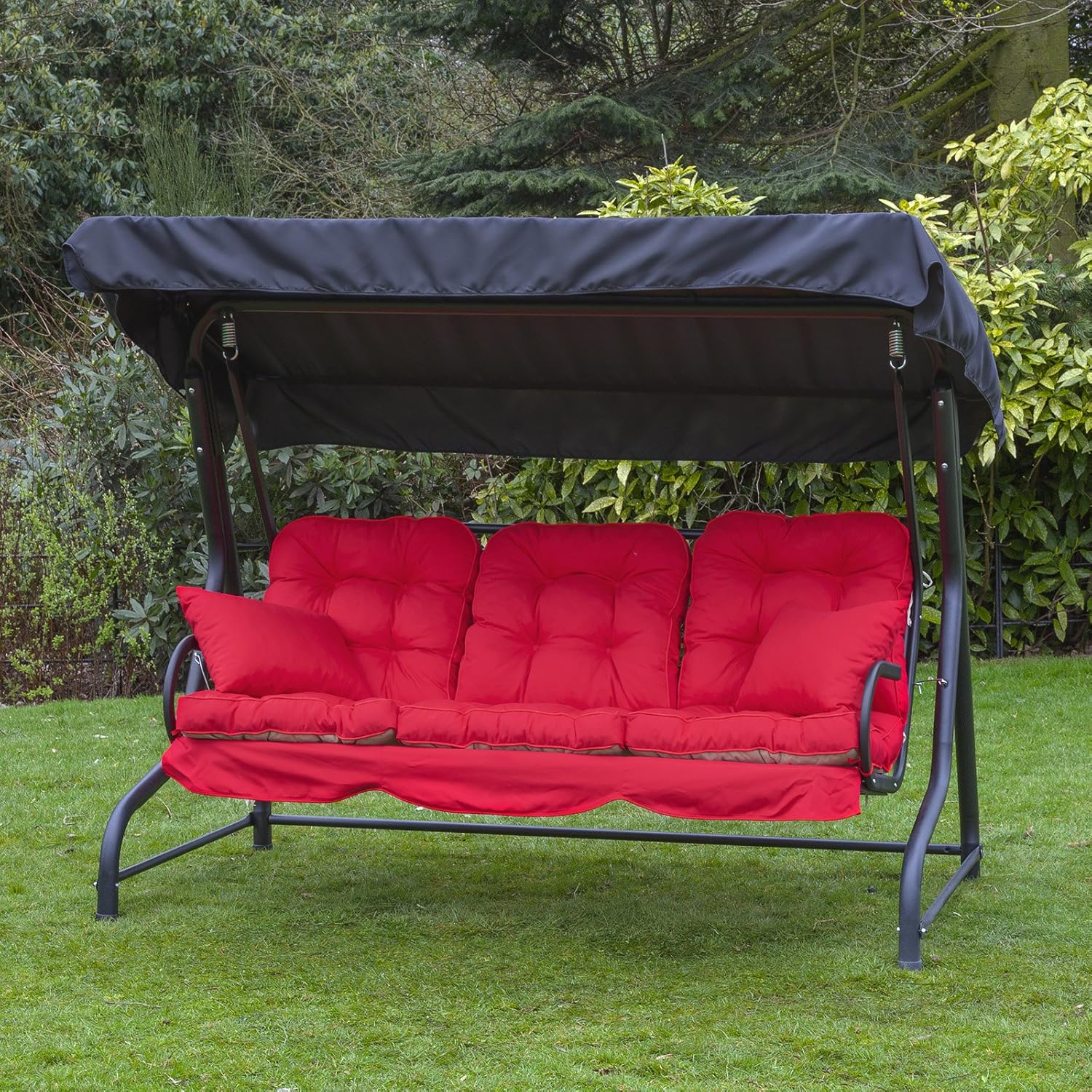 3 Seater Garden Hammock Black Swing Seat with Luxury