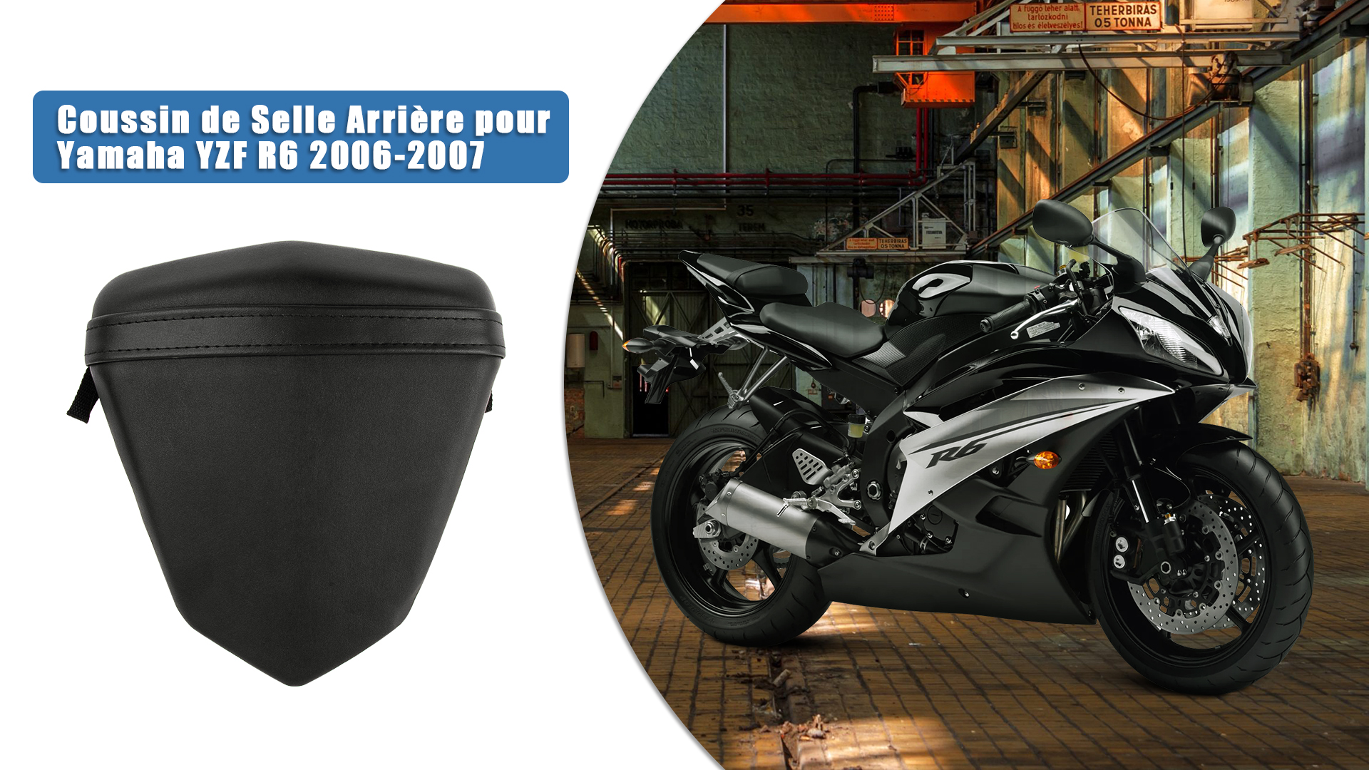 Coussin De Siège Passager Arrière Pour Yamaha YZF R6 2003-2005 / R6S 2006-2010 - Noir