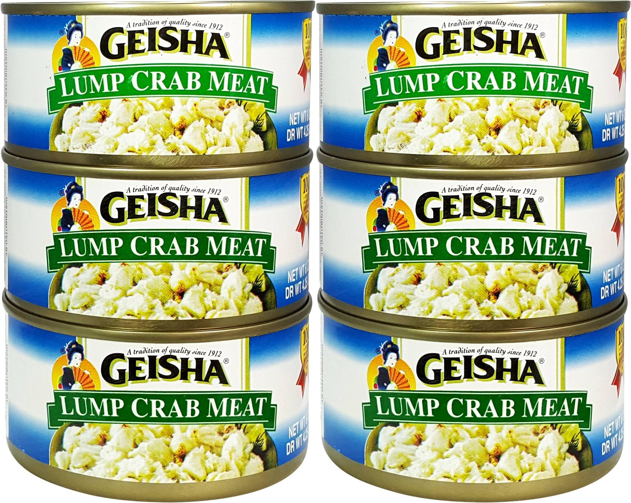 Lump Crab Meat, Wild Caught (Pack of 6), 6 oz Can - Geisha