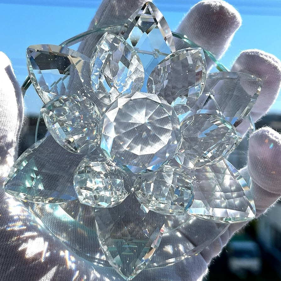 Amazon.co.jp: RELIGHT クリスタル サンキャッチャー 蓮の花 置物 水晶