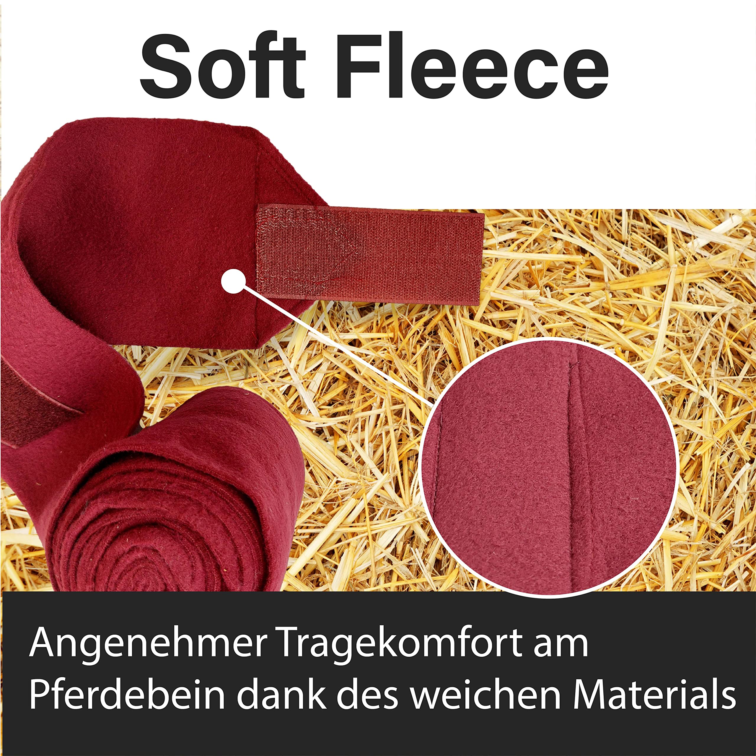 Lot De 4 Bandages Polaire Cheval - Avec Fermeture Velcro Et Sac De Rangement