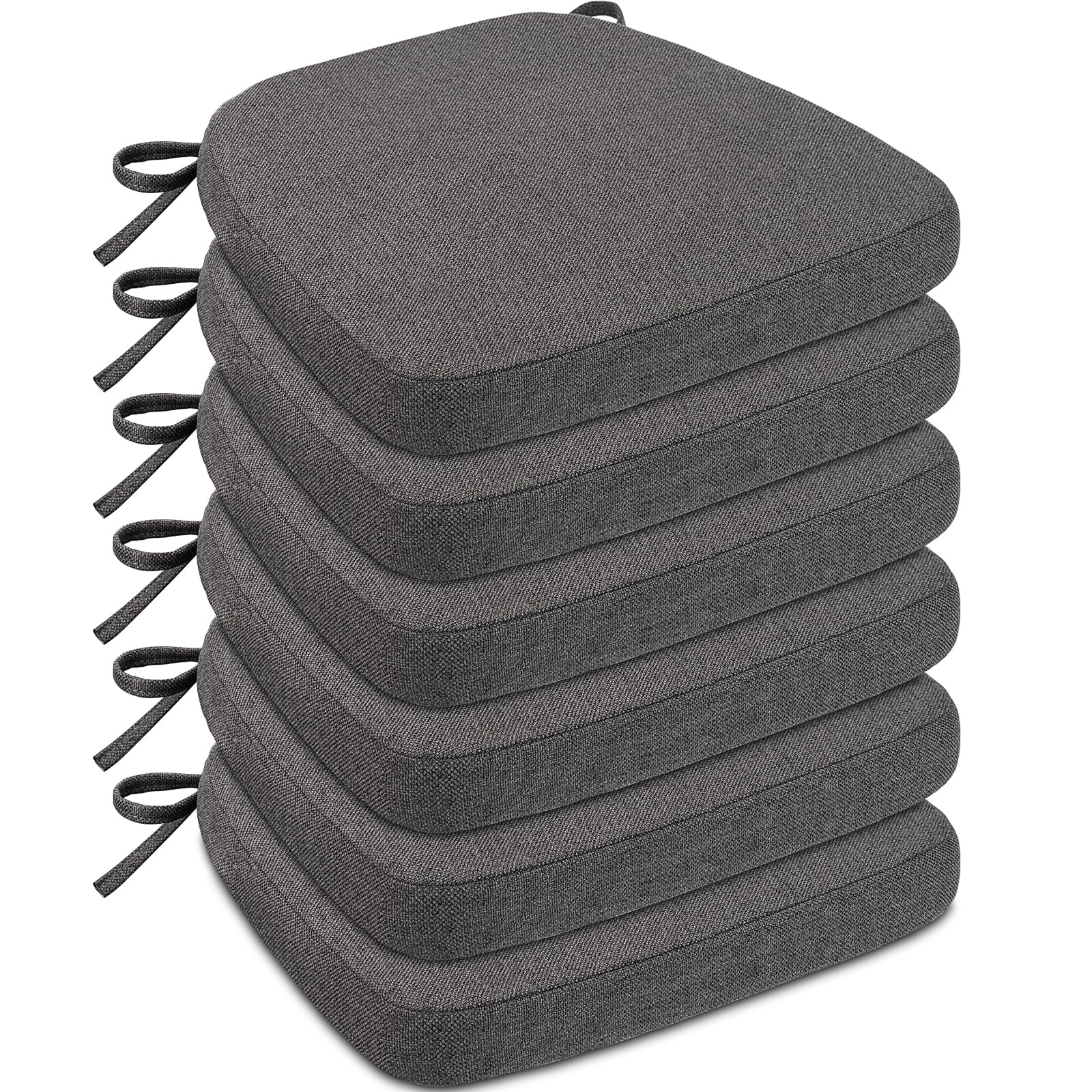 Photo 1 of ***STOCK PHOTO FOR REFERENCE ONLY******MISSING PARTS***Sunsleek Chair Cushions for Dining Chairs, D-Shaped Seat Cushions with Removable Washable Cover and Ties, Chair Pads for Kitchen, Indoor Dining Room, Patio Chairs, 17'' x 16'', Set of 6, Dark Grey