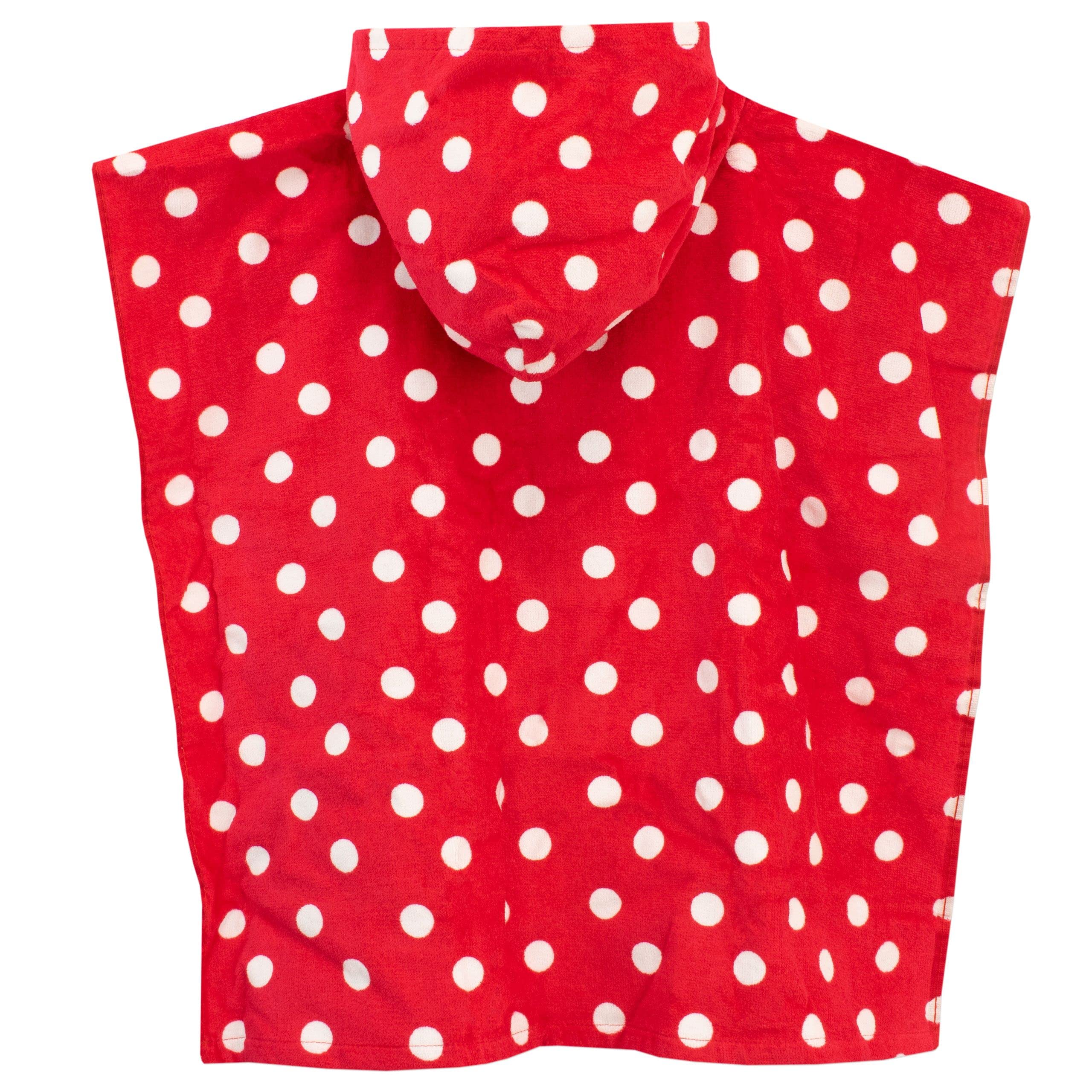 Disney Ragazze Minnie Mouse Asciugamano per bambini con cappuccio Poncho per il bagno o la spiaggia Rosso Taglia unica