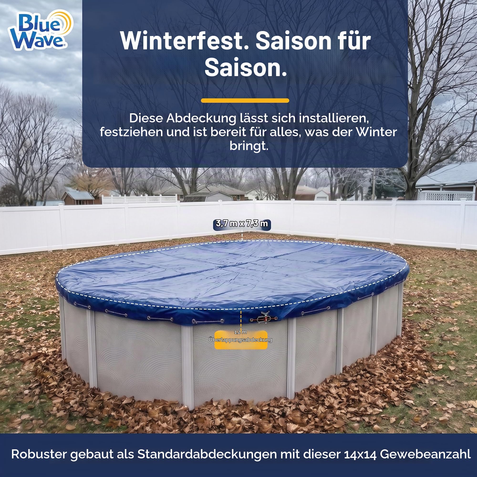Blue Wave BWC918 Gold Abdeckplane für den Winter, oval, 3,7 x 7,3 m, Königsblau