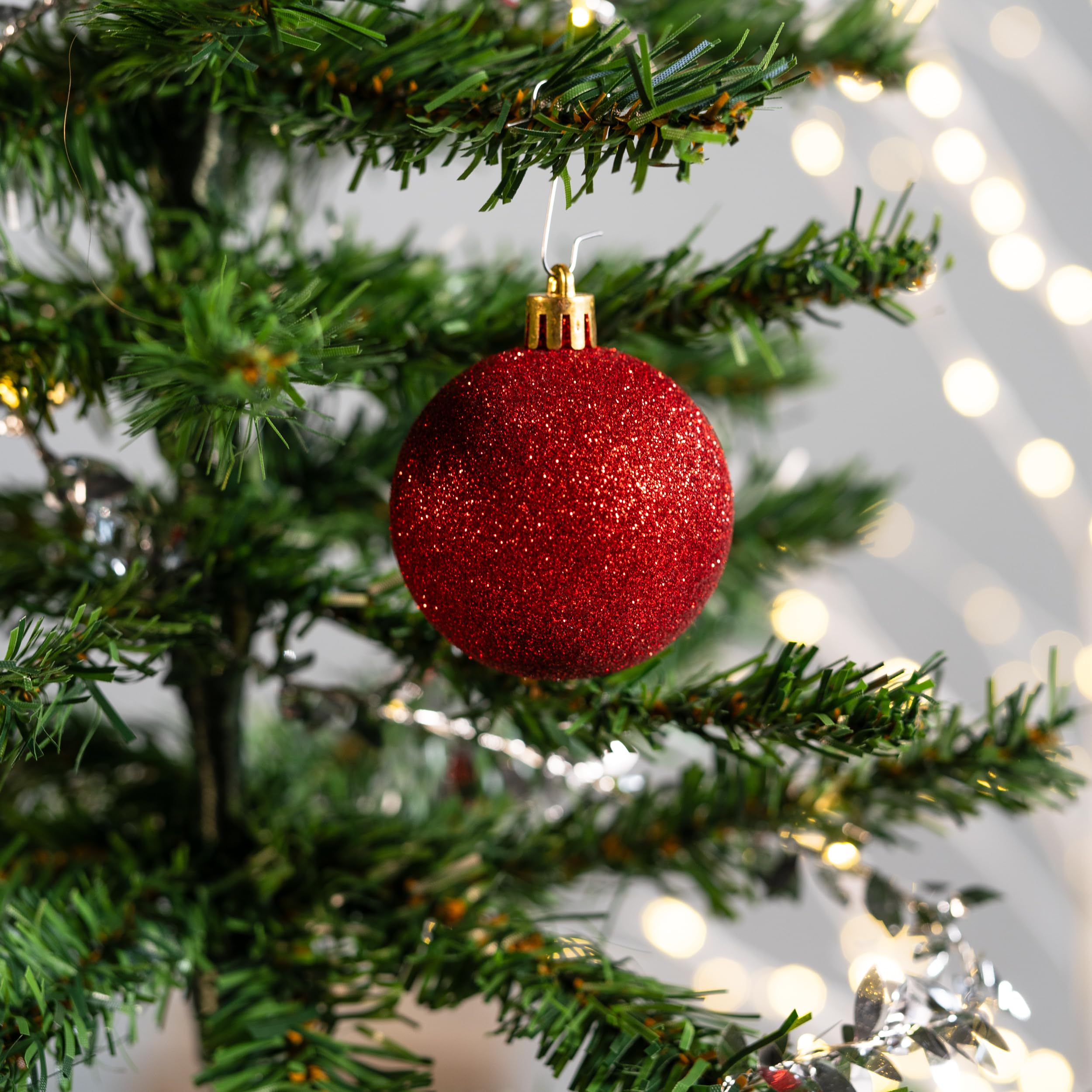Kunststoff Weihnachtskugel rot 4 Sets - 136 Stück Ø 6cm Deko Kugel Christbaumschmuck Mix Glitzer Matt Gemustert Glänzend