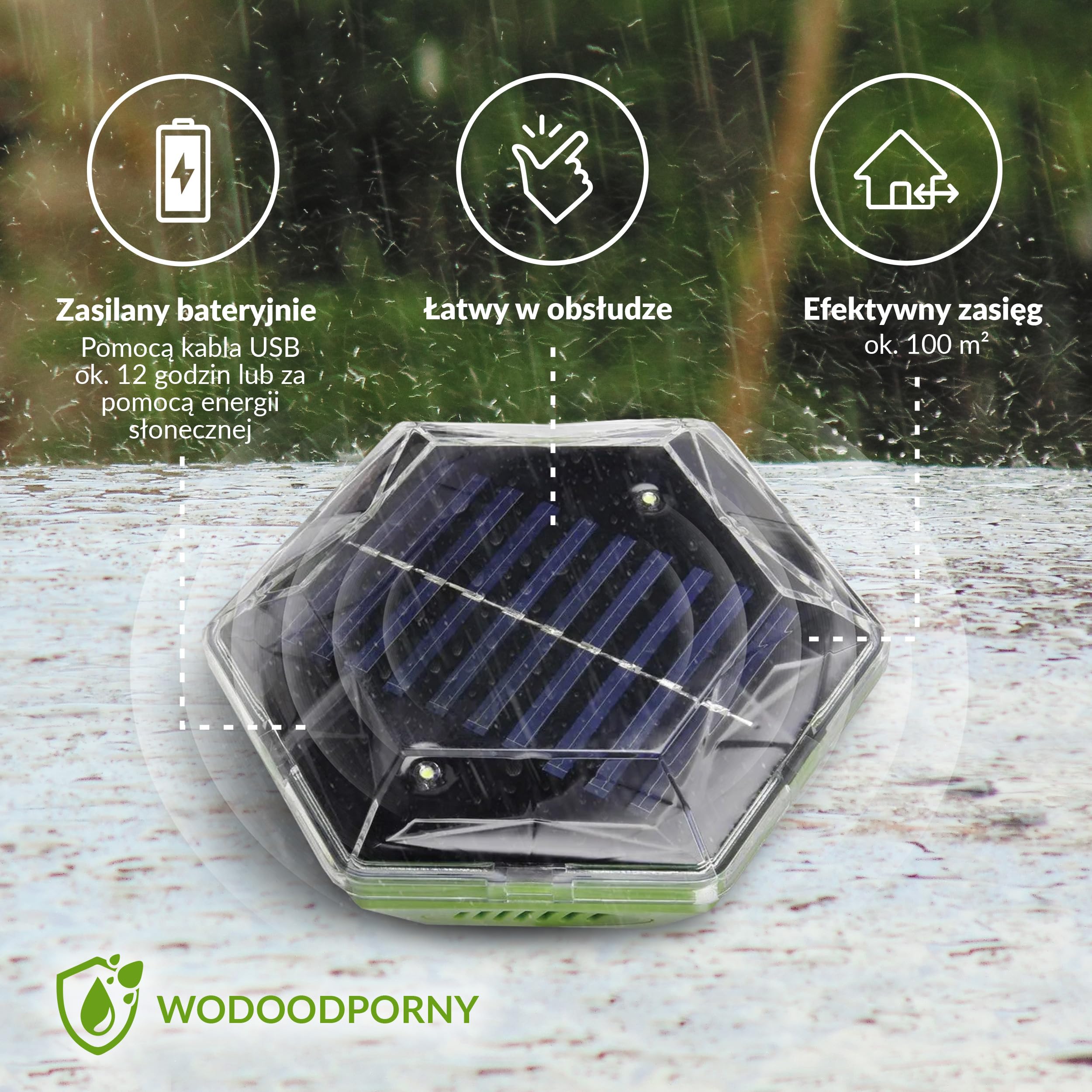 ISOTRONIC Solarny odstraszacz ptaków i gołębi – Ultradźwięki i lampa błyskowa – Na balkon i do ogrodu – Skuteczny na wróble, mewy i wrony – Zasięg 150 m² (3 sztuki)