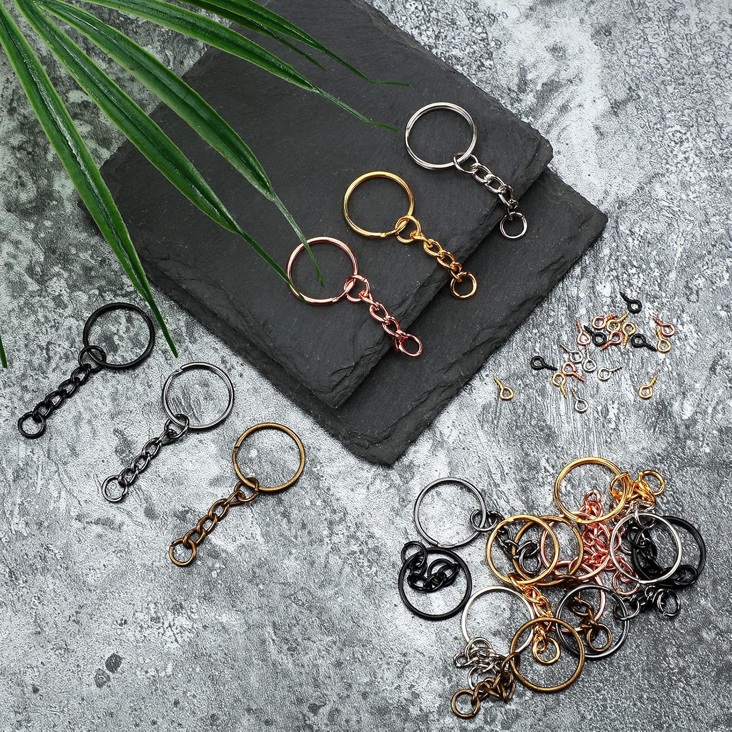 Hotop 360 Pcs Key Rings for Crafts Keychain Making Kit Including 90 Open Jump Rings Connectors, 180 Small Screw Eye Pins Hooks Bulk for DIY Keychain Supplies Crafts Jewelry Making(20 mm,Mixed Color) - Image 4