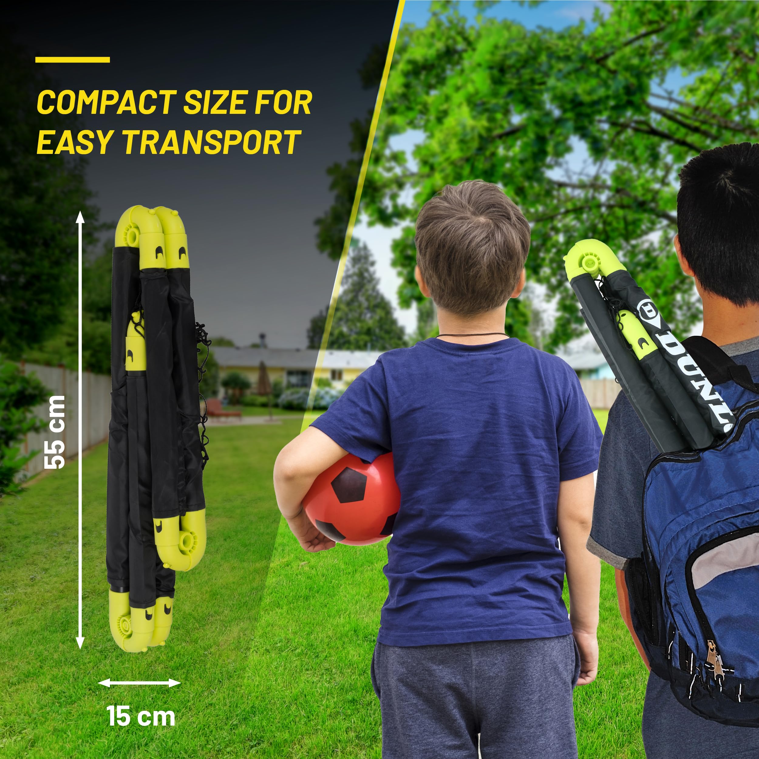 Dunlop Porta da calcio 50 x 44 x 44 cm Set di 2 Mini porta pieghevole Nero Giallo