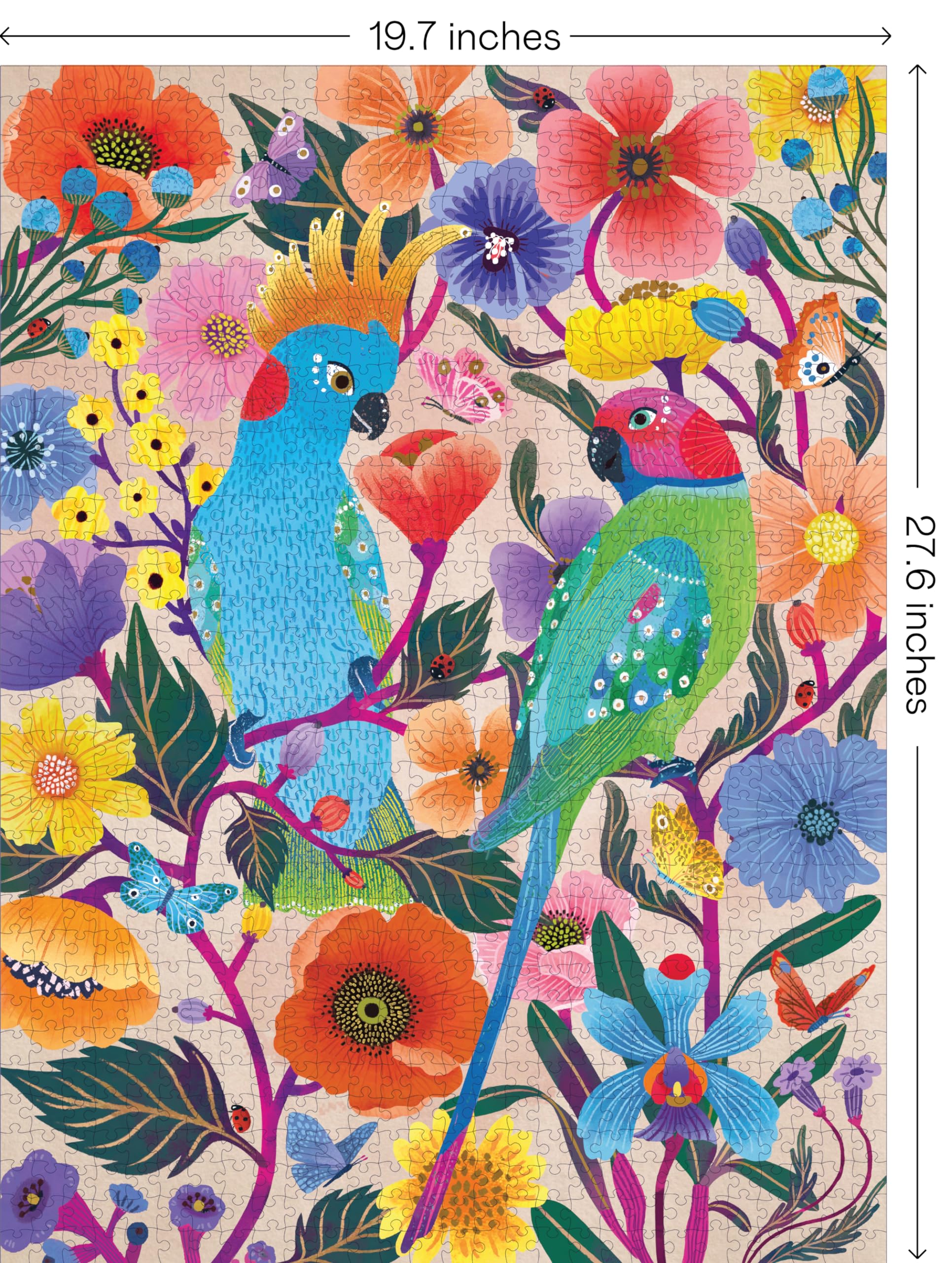 Elena Essex 1000 Piece Jigsaw Puzzle for Adults - Lovebirds With Colourful Art Butterfly and Bird Design - 70x50cm - Image 2