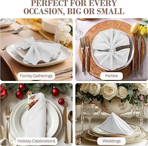 Miniatura 4 de Ultimate Textile -1 docena - Reversible Shantung Satin - Majestic - Servilletas de tela Majestic de 17 x 17 pulgadas, color blanco