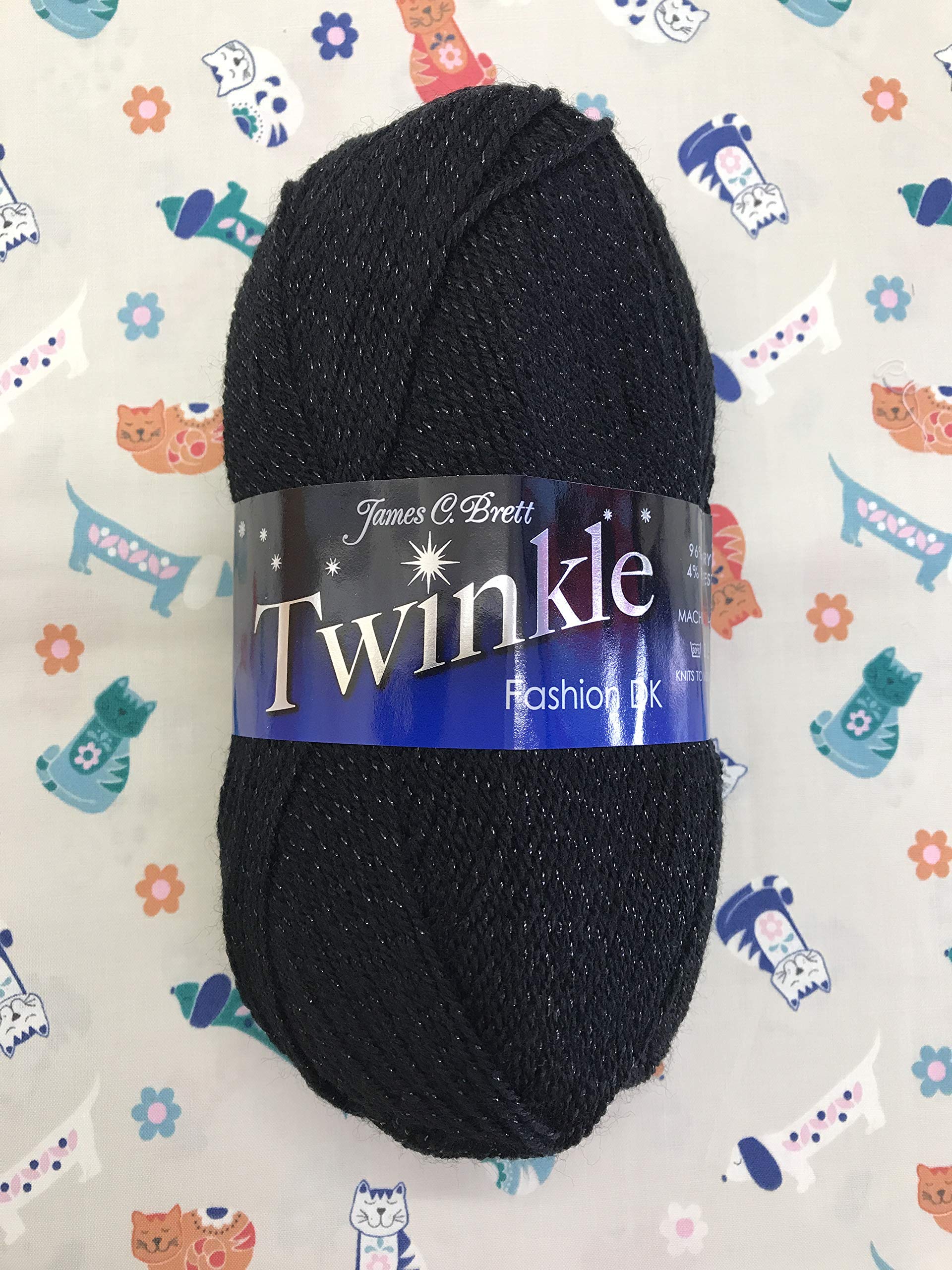 James C Brett Twinkle 100g Ball Black tk1