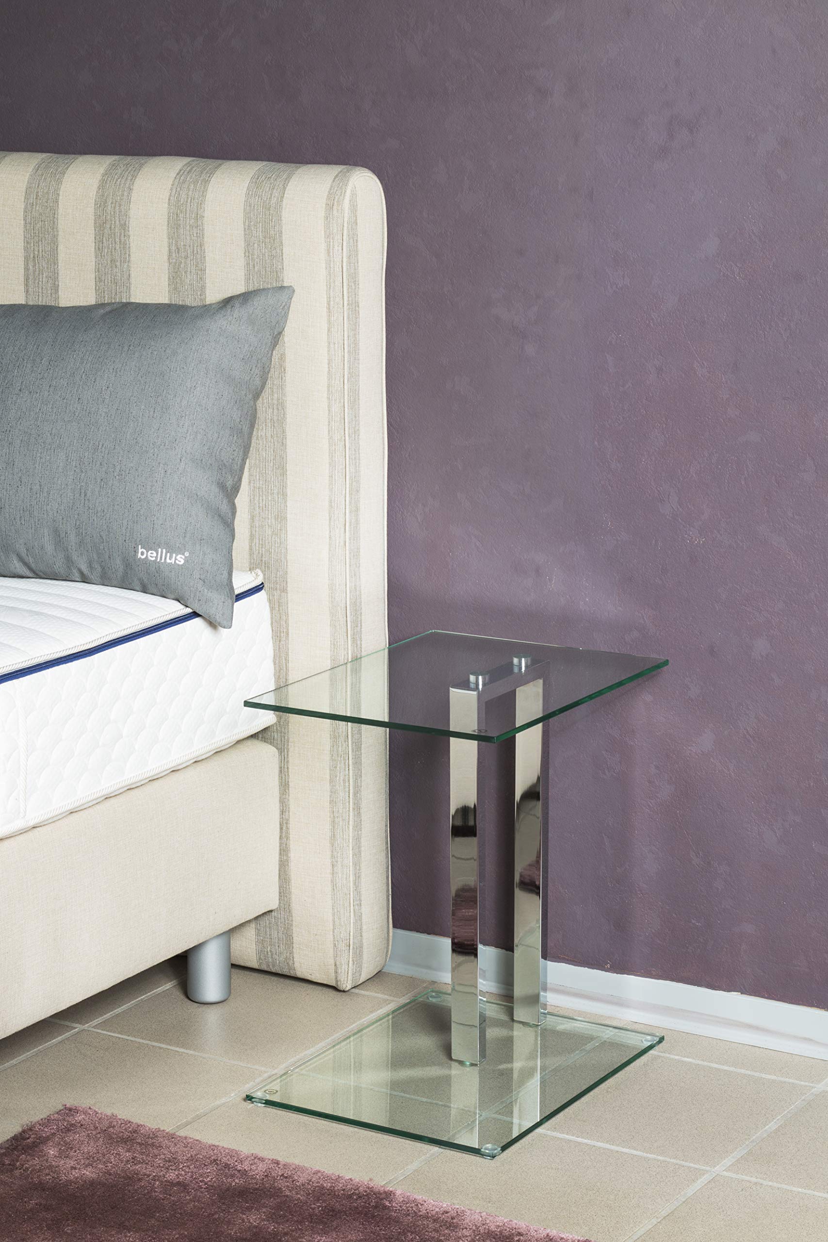 Tavolino Moderno In Cromo E Vetro - Dimensioni 45x50x35 Cm, Vetro Sicurezza 8mm - Foto 2