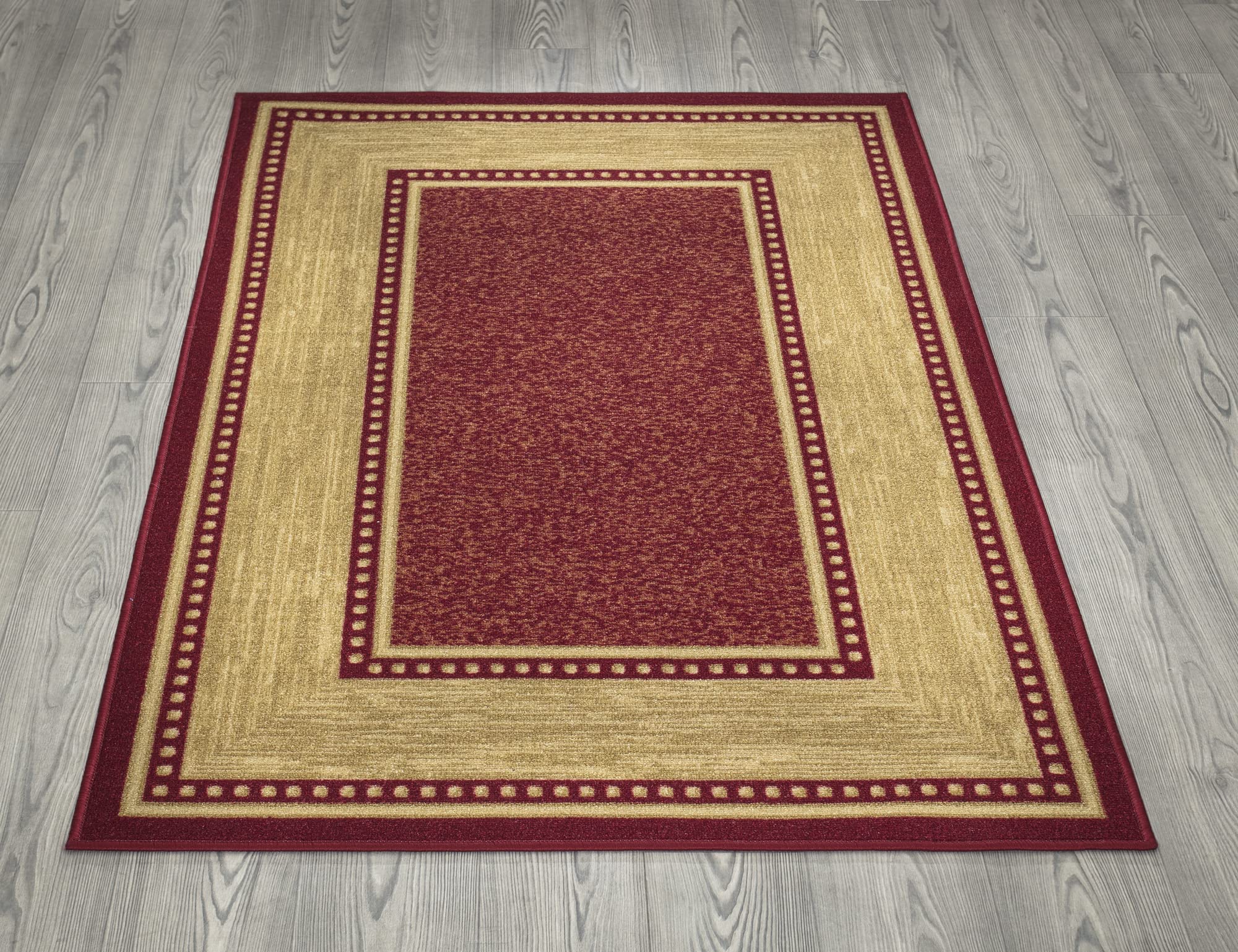 Ottomanson Homeline Collection NonSlip Rubberback Border Design 3x5