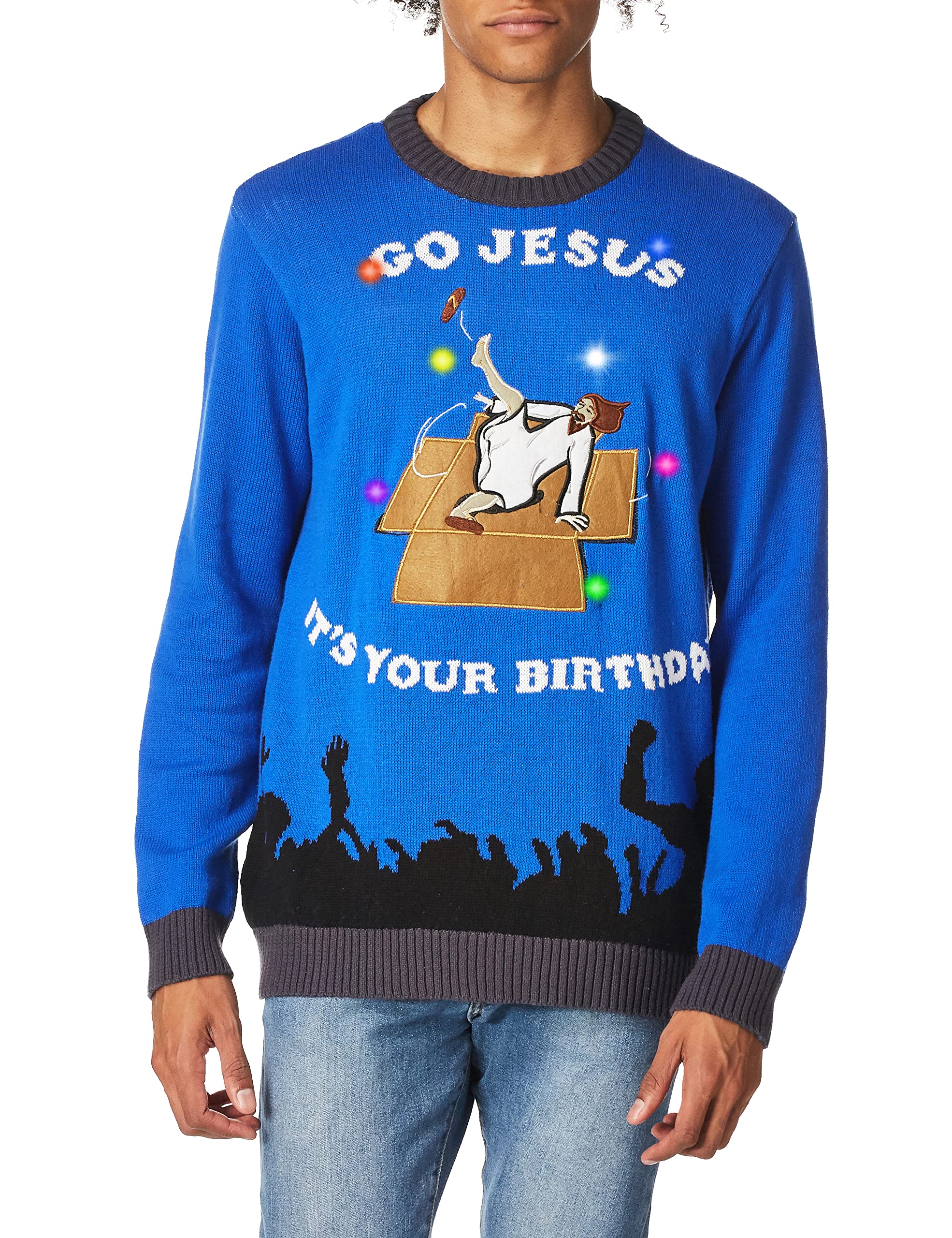 Blizzard Bay Men's Breakdancing Jesus Ugly Christmas Sweater