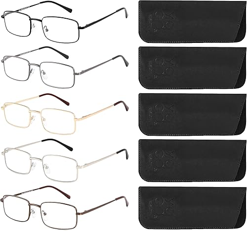 Miniatura 1 de Yogo Vision Lentes de lectura para hombres y mujeres, lentes ligeros de ajuste estándar, estilo rectangular, filtro antirreflejo, 5 pares