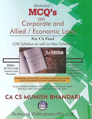 CA Final MCQs on Corporate and Allied Laws and Economic Laws Old and New Syllabus of 3rd Edition By Munish Bhandari Applicable for May 2020 Exam