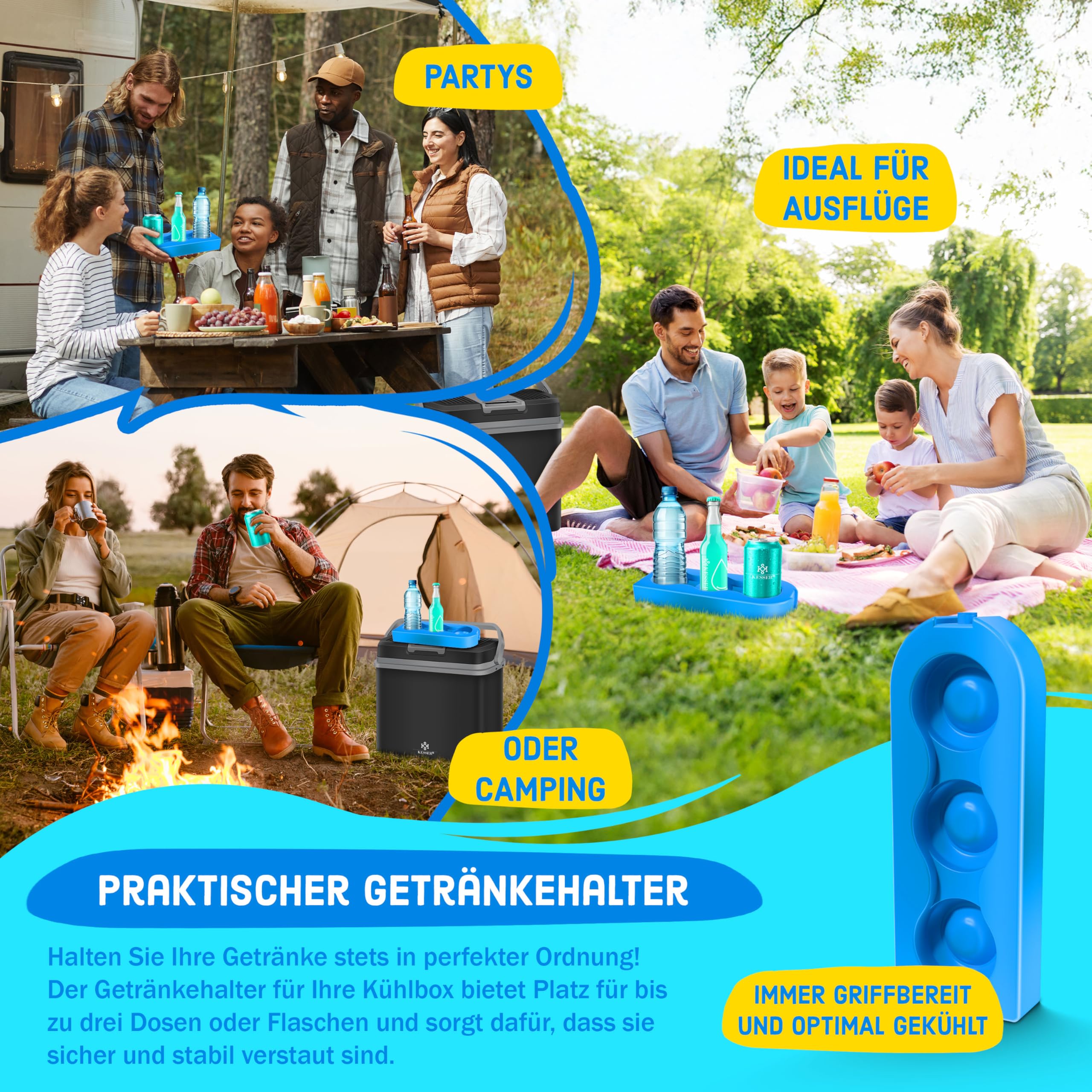 KESSER® 24 Liter Kühlbox | KÜHLT und WÄRMT | Thermo-Elektrische Kühlbox 12 Volt und 230 Volt | Thermobox für Auto, Boot & Camping | Mini-Kühlschrank mit ECO & MAX Modus |