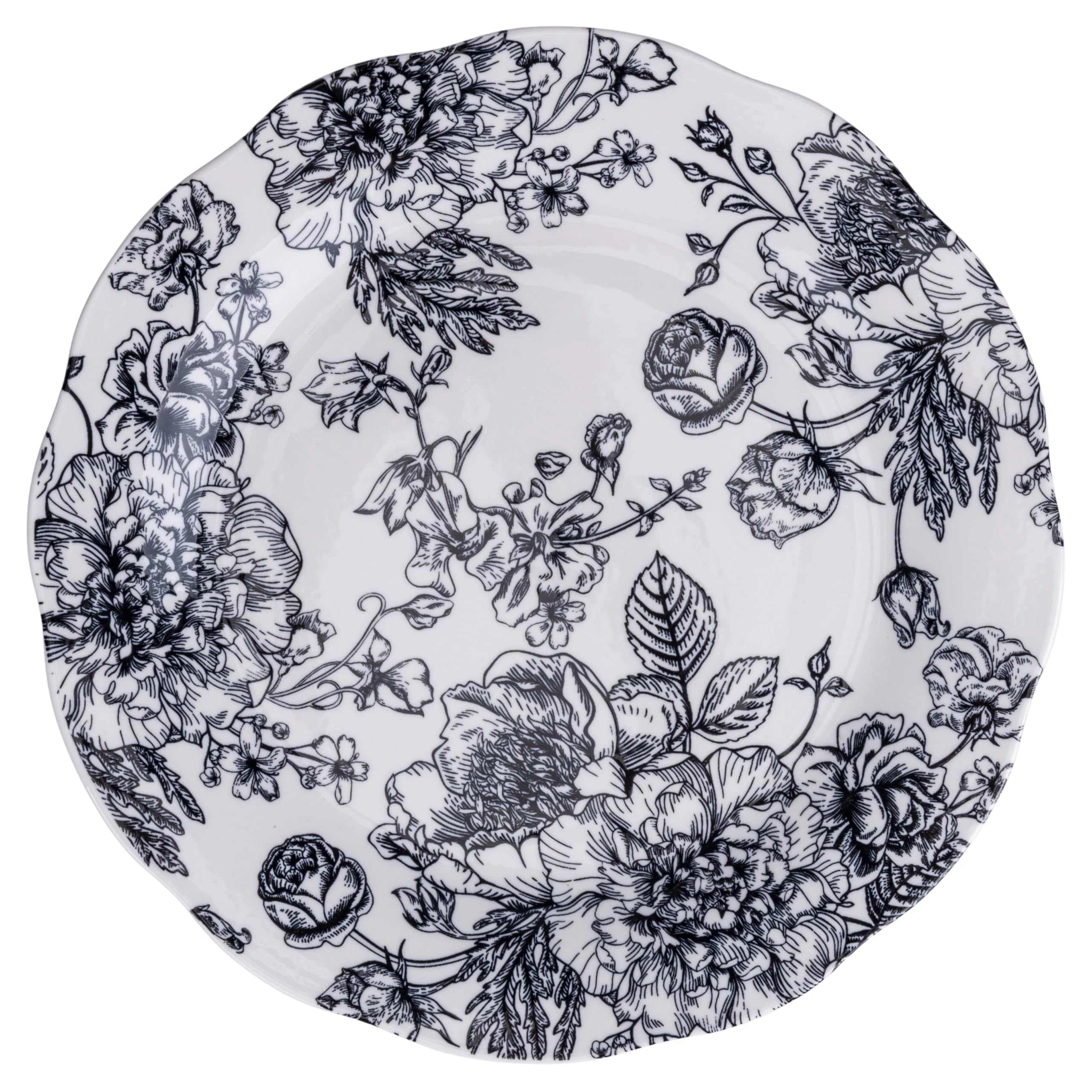 18-częściowy serwis obiadowy z porcelany, 6-osobowy zastawa stołowa, dekoracja kwiatowa, Madame Black