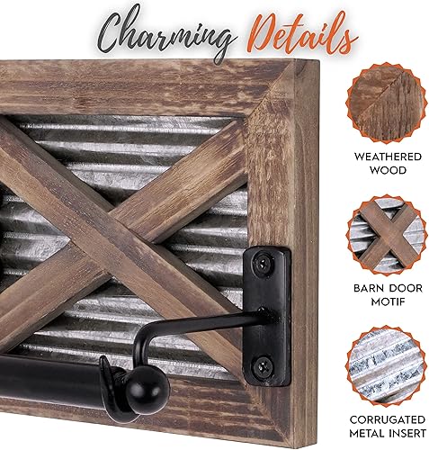 Miniatura 5 de Autumn Alley Juego de baño rústico con puerta de granero, soporte para papel higiénico, toallero y toallero