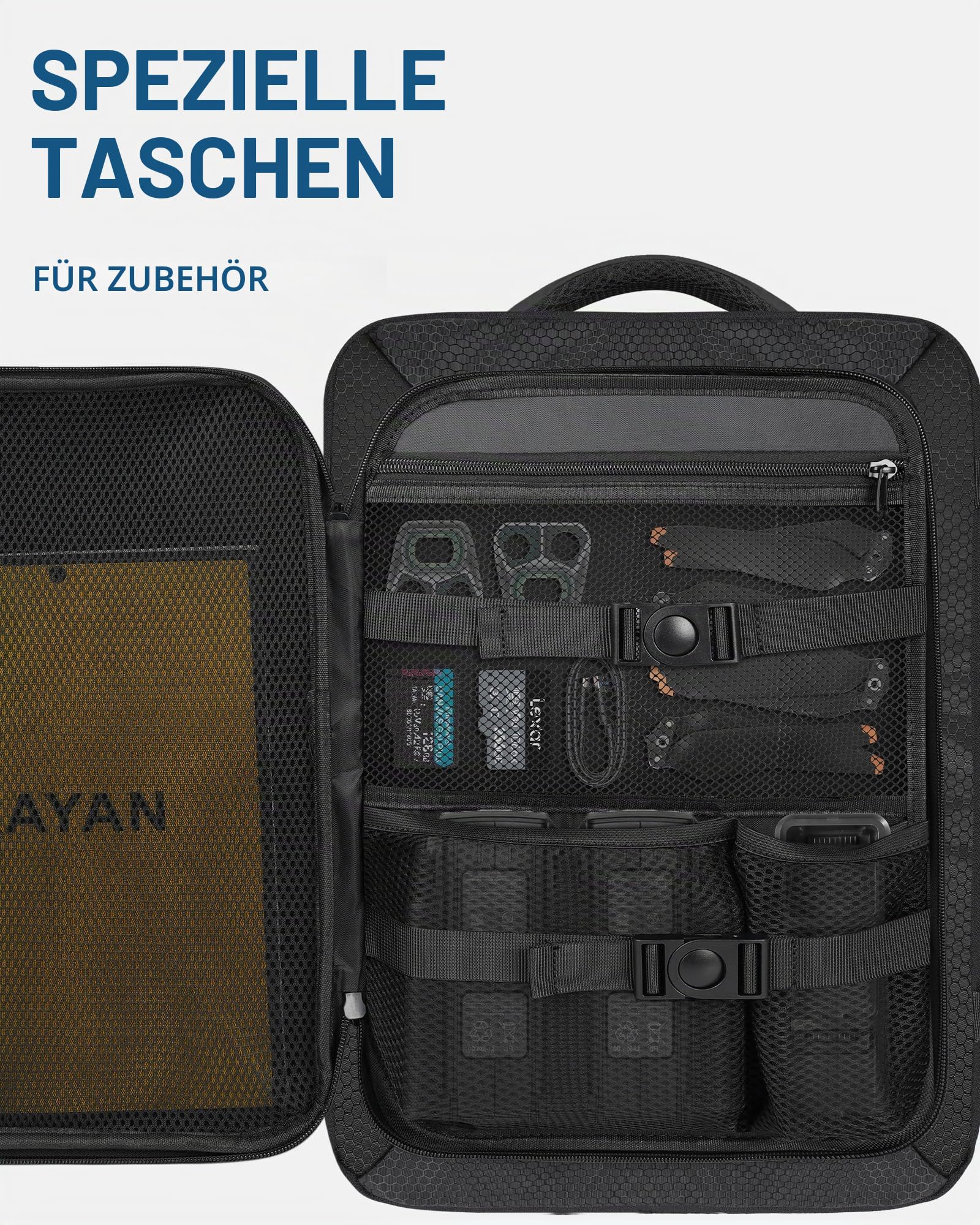 PEKREWS Mavic 3 Pro Tasche, Erweiterbar Handgepäck Rucksack für DJI RC/Pro/N1 Controller, Hartschale Tragetasche Wasserabweisende Reisetasche für 17,3 Zoll Laptop, Fly More Combo und Drohne Zubehör