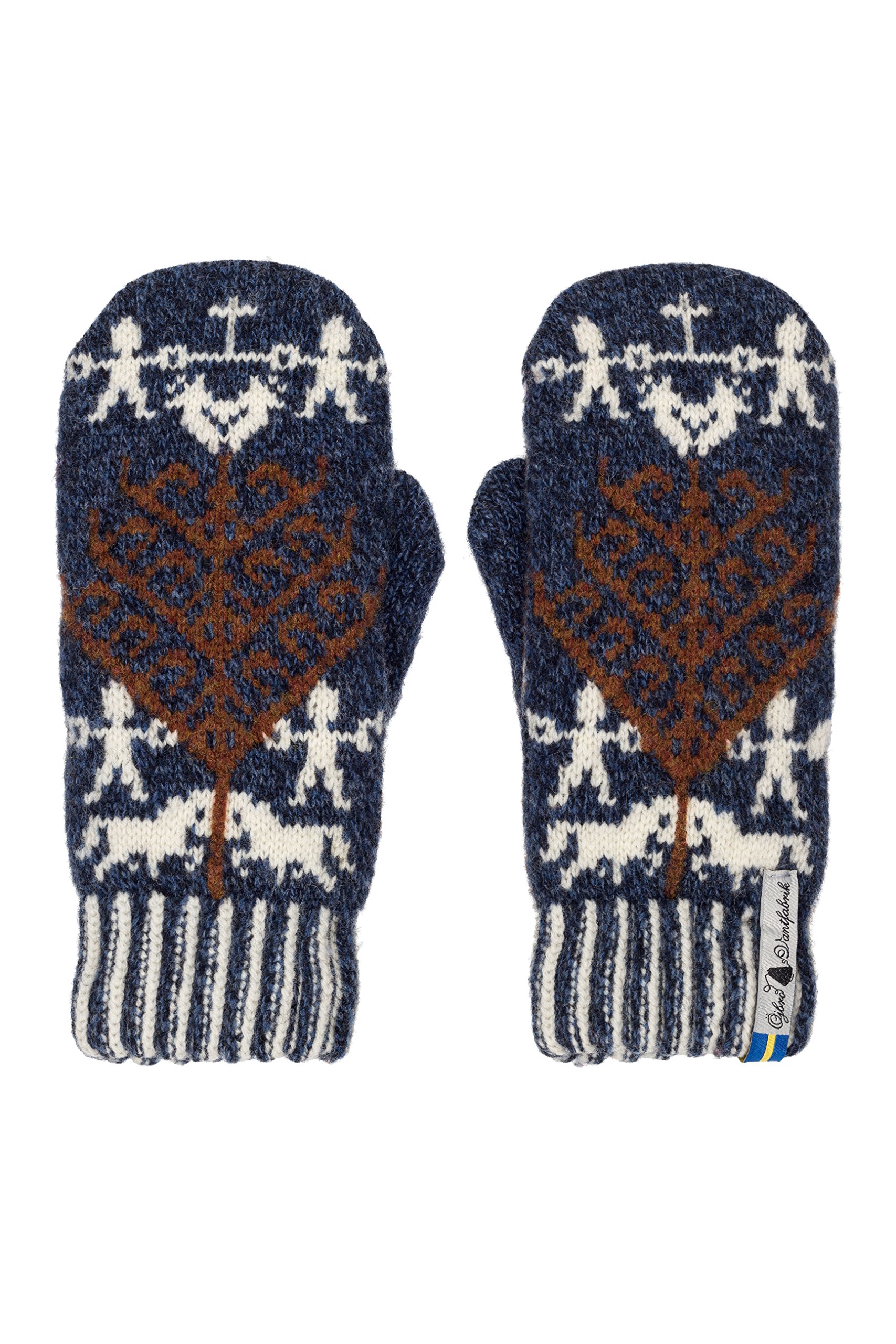 ÖJBRO VANTFABRIK guanti in maglia lana merino Yggdrasil Livtrånad M (7-9) blu nero guanto fuderato caldi morbidi Svezia