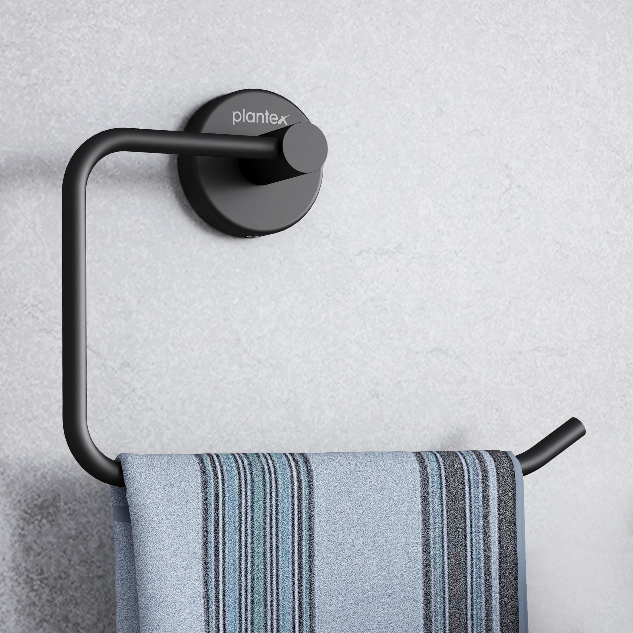 Plantex Towel Ring for Bathroom/Stainless Steel Towel Holder/Half Square Napkin Ring/Towel Stand for Bathroom/Bathroom Accessories - Pack of 1 (Black)-picture-10
