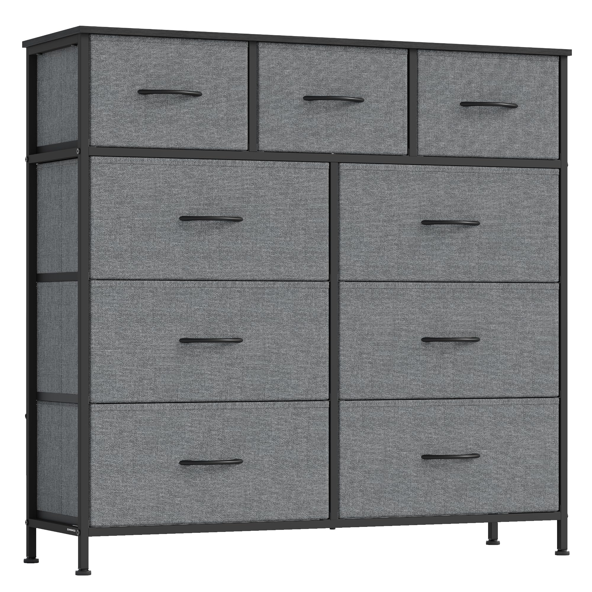SONGMICS BELLAH Collezione - Cassettiera, Armadietto, Mobile contenitore in Acciaio, per Camera da Letto, ingresso o Soggiorno, 9 Cassetti, Stile Moderno, Grigio Ardesia, LGS324G101