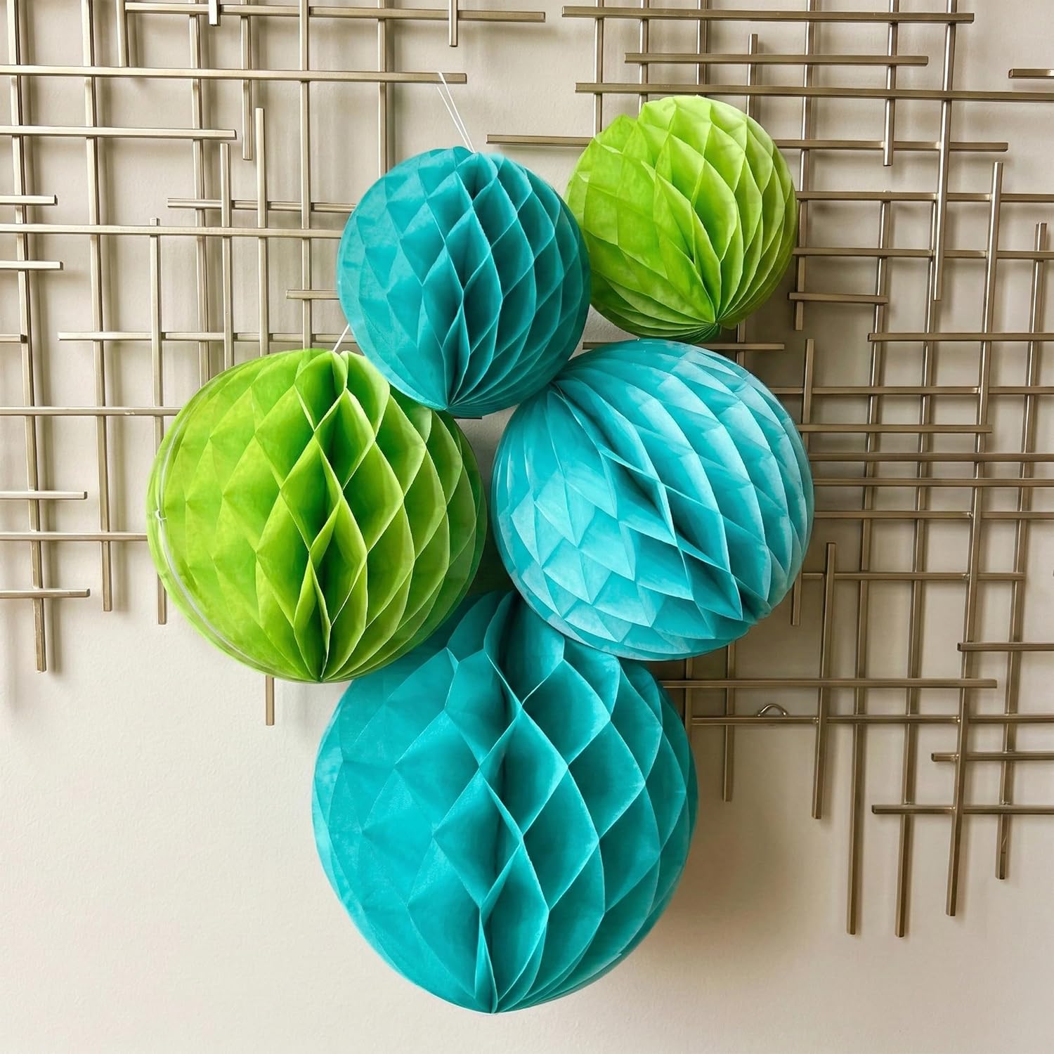 PapaKit 26pc Deluxe Large Sage Green & Gold Party Decoration Set - Premium Paper Fans, Honeycomb Balls & Pom Poms Backdrop - Party Wall Decor for Baby Shower, Wedding, Birthday, & Bridal Shower