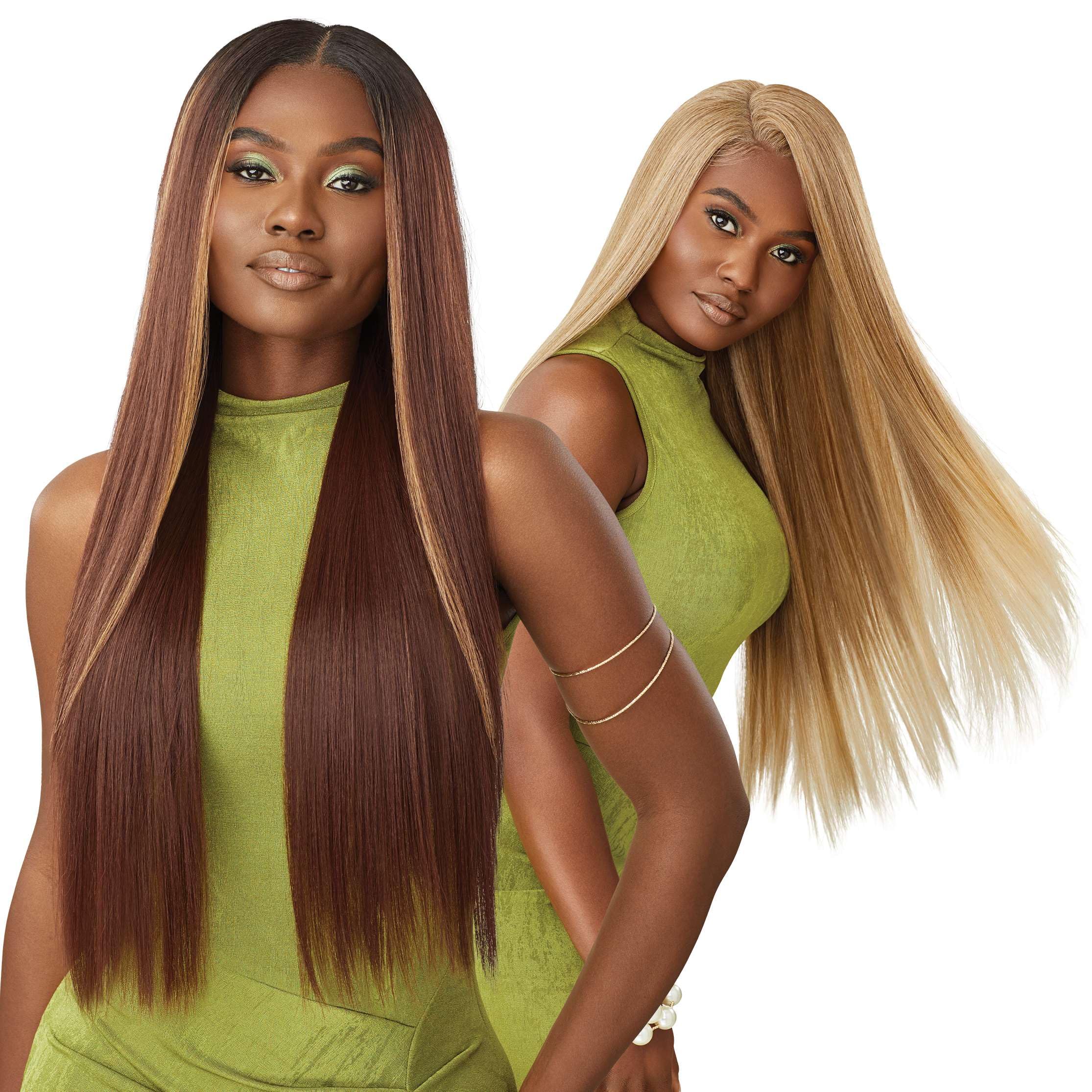 Photo 1 of WAVY/CURLY Outre 6X5 Pre-Cut Lace Closure Wig - Human Hair Blend - Sleek Yaki 30" (SANDY BLONDE)
