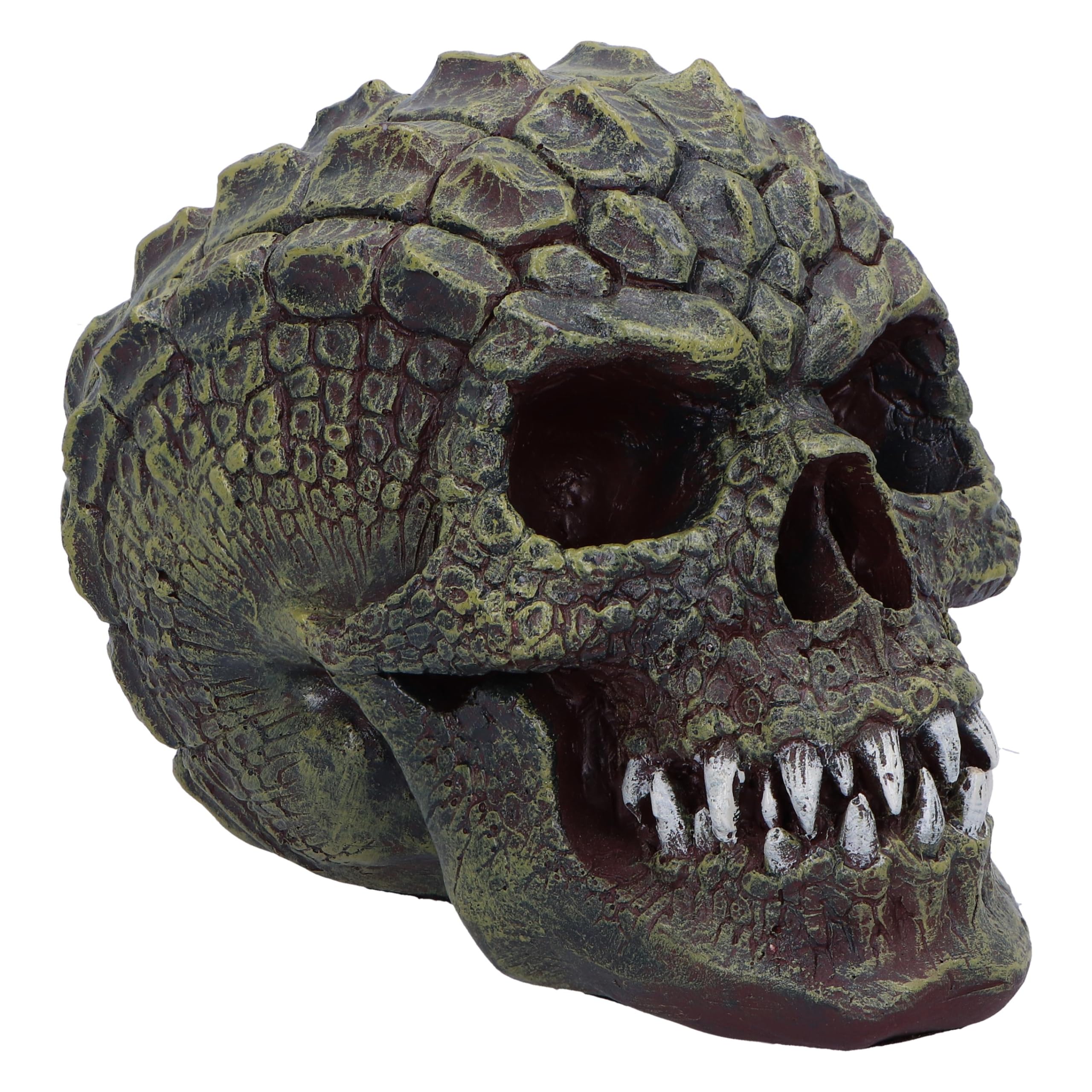 Nemesis Now Green Reptillian Skull Ornament, Resin, 13Cm, Reptile Skull Figurine, Scaled Skull Ornament, Reptile Collectable Giftware