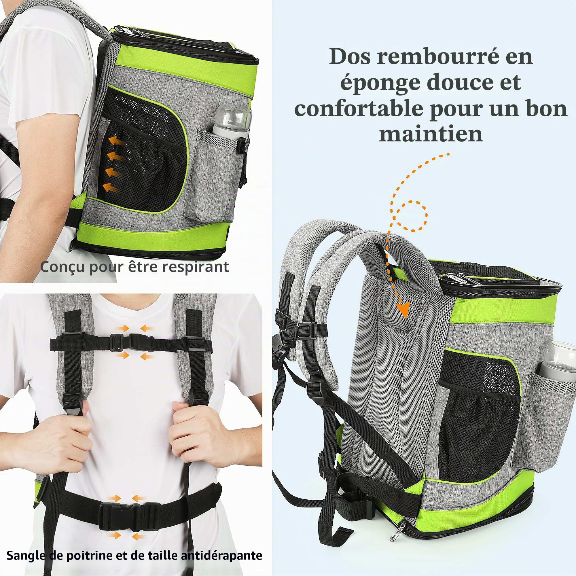 Kato Tirrinia Sac à Dos pour Chien de Compagnie, Sac de Transport pour Animal de Compagnie avec Filet pour Chiens de Taille Moyenne, Chats, Sac de Voyage Portable pour Chiot de 1,5 LB