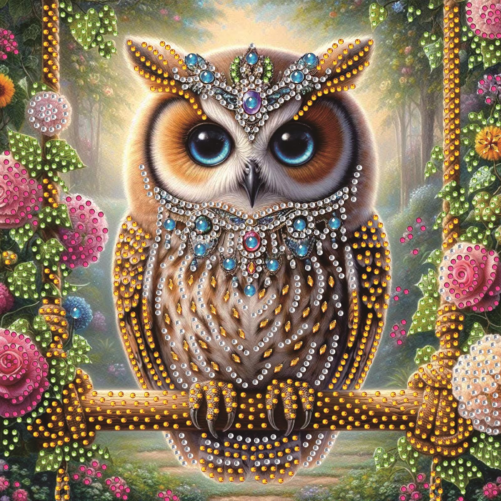 POETRYDRAW Woodland Crown Owl Special Shaped 5D DIY Partial Drill Diamond Art Painting Kits for Adults Beginners Home Decor Diamonds Paintings Gem Art 11.81 X11.81inch (Woodland Crown Owl)