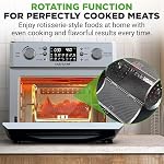 NutriChef 26L Electric Air Fryer Oven | 1700W Countertop Rotisserie & Air Fryer | 360° Rotating Feature | 10 Digital Menu Presets | Includes Drip Tray, Air Frying Basket & Bake Rack 15x16x14 (Silver)