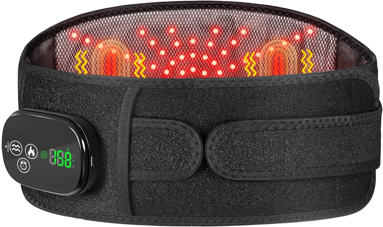 Lower Back Heating Pad with Massager for Back Relaxation, Cordless Heated Back Brace Vibration Wrap with 6 Heat & Timer, Heating Support Belt for Lumbar - Gifts for Mom & Dad