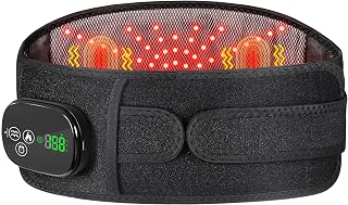 YUANBO Heating Pad with Massager for Back Pain Relief,Cordless Heated Back Brace Vibration Wrap with 6 Heat & Timer,Heating Support Belt for Lumbar - Gifts for Mom & Dad, Auto Off