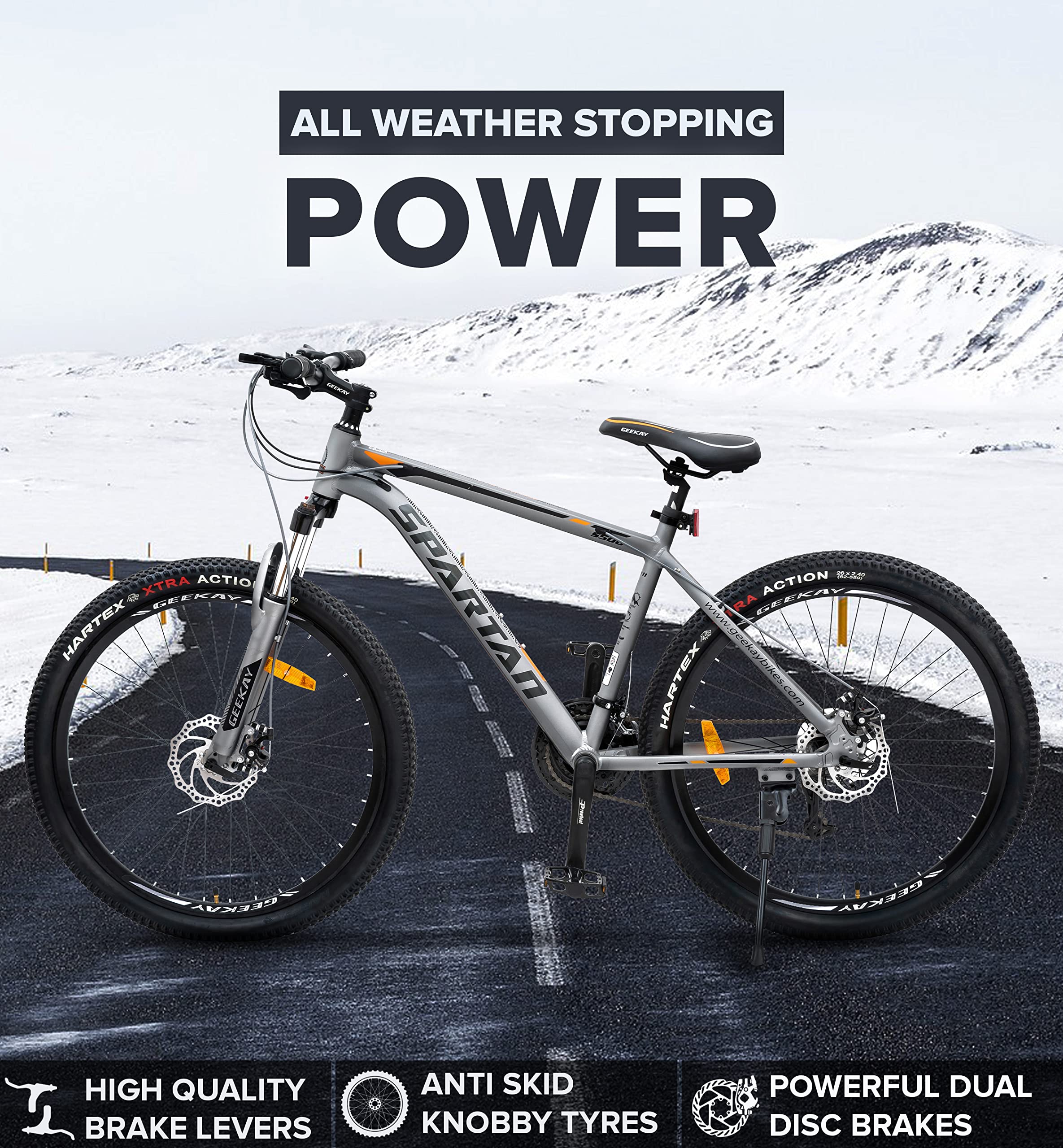 Geekay Unisex Spartan 21 Speed Gear MTB with Alloy Suspension Fork