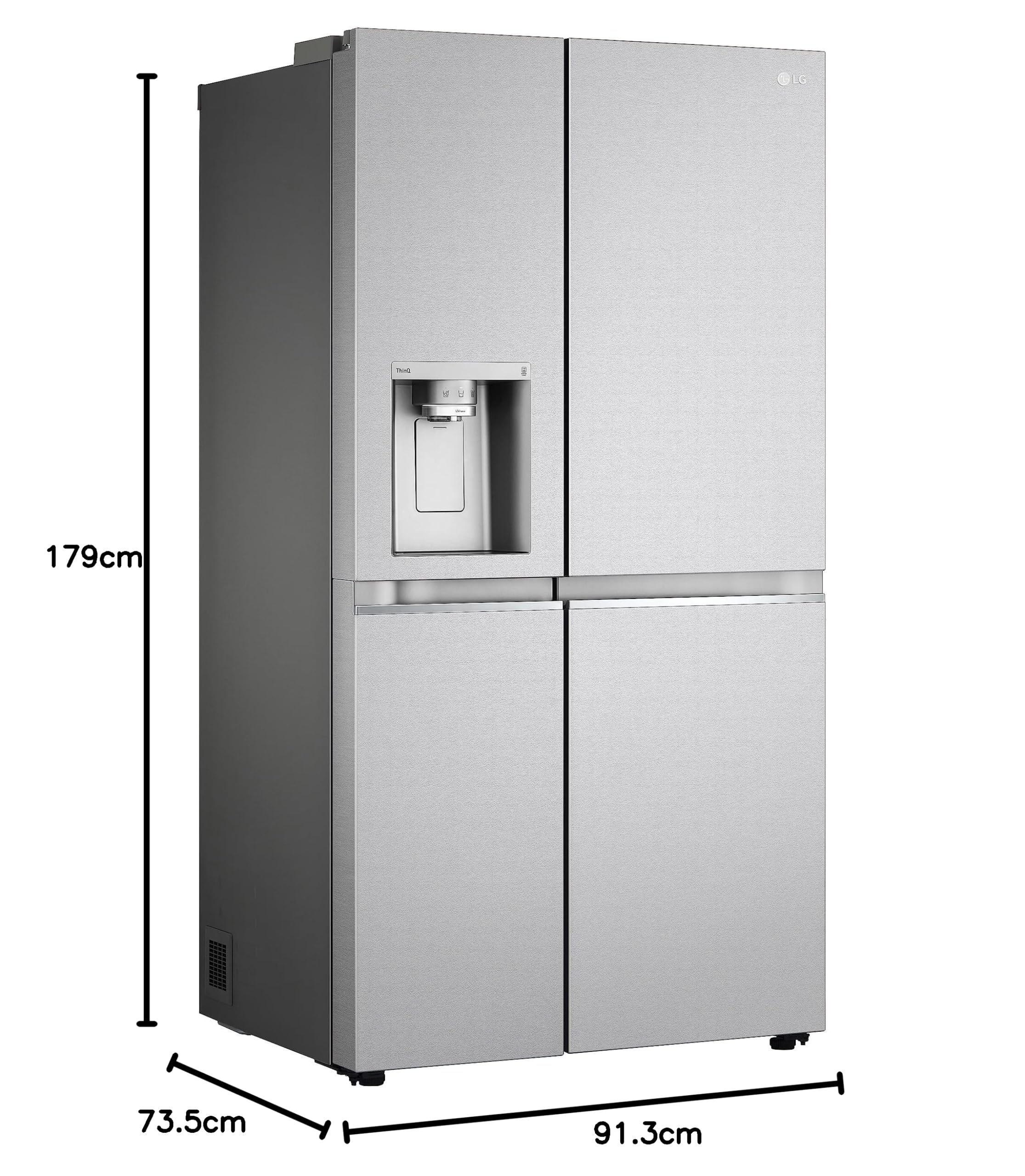 LG GSLV91MBAD Frigorifero Americano Side-by-Side, Classe D, Frigorifero No Frost, 635L, Wi-Fi, Door & Linear Cooling, Fresh Balancer, Dispenser senza allaccio, Igienizzazione UVnano, Acciaio