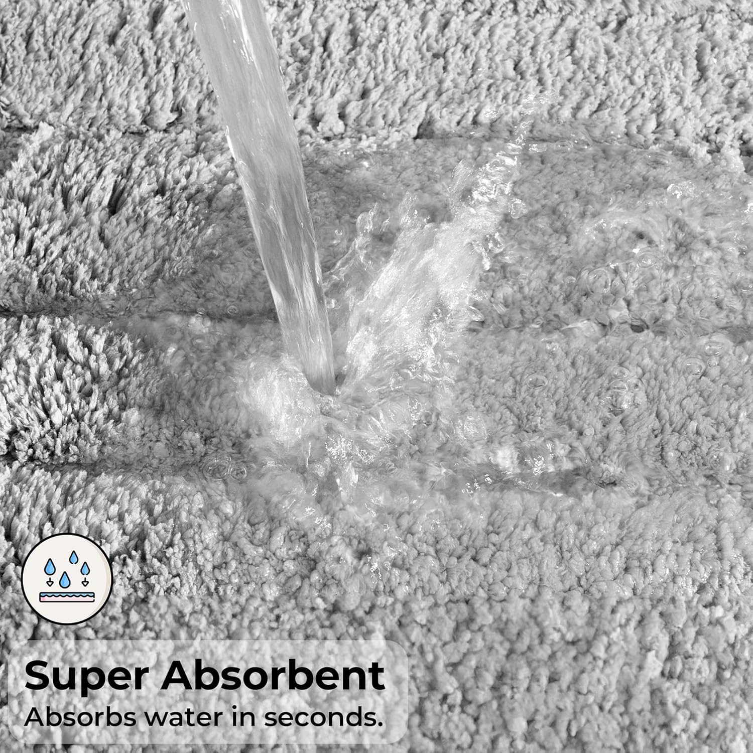 GRANNY SAYS Bathroom Rugs Sets 3 Piece, Super Soft Absorbent Microfiber Bath Mats Non Slip Washable, U-Shaped Toilet Rug Bath Rugs for Tub Shower (Grey, 16" x 24" + 20" x 32" + U Shaped 20" x 24") - Image 5