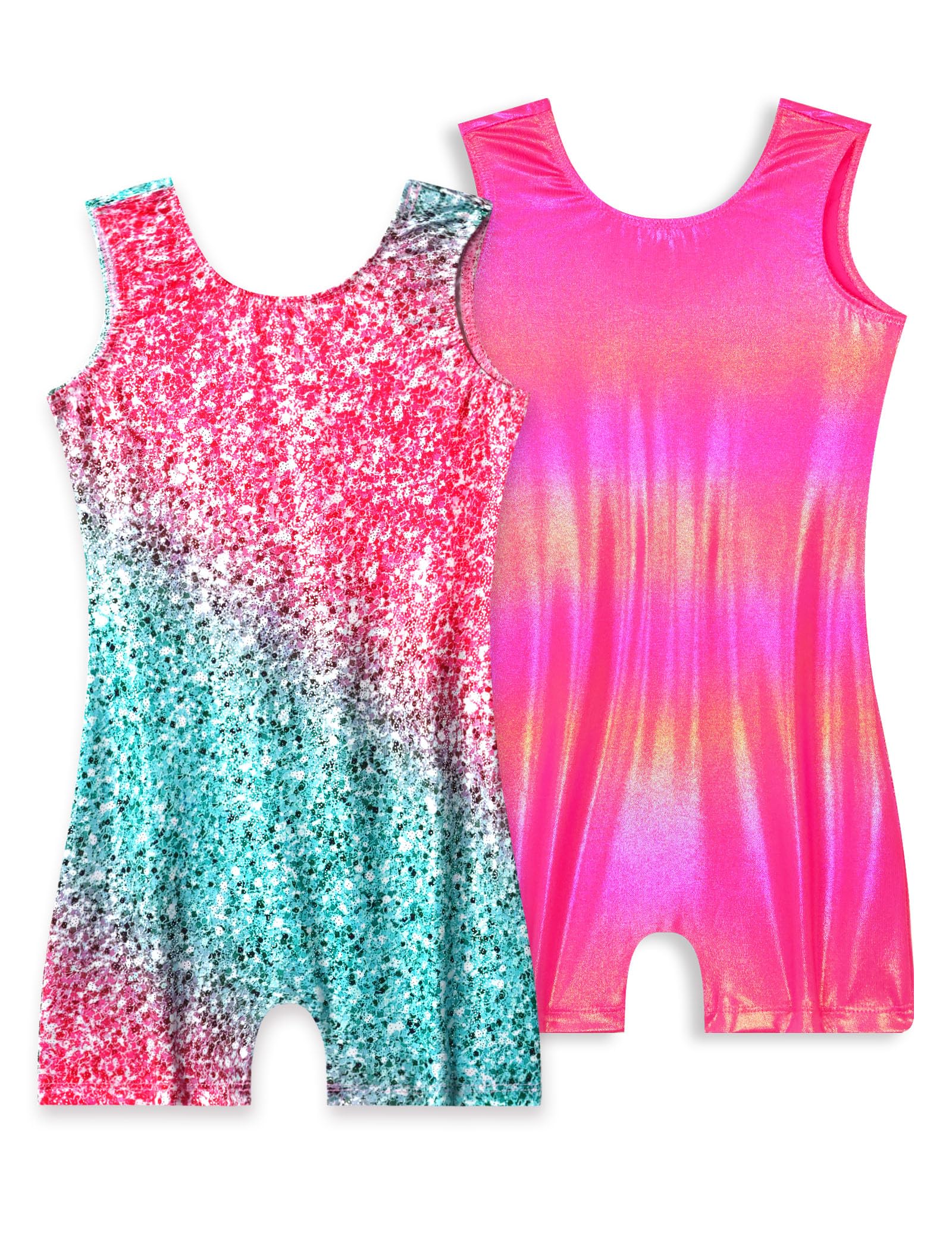 2 Pack Leotard for Girls Gymnastics Sparkly Sleeveless Unitards