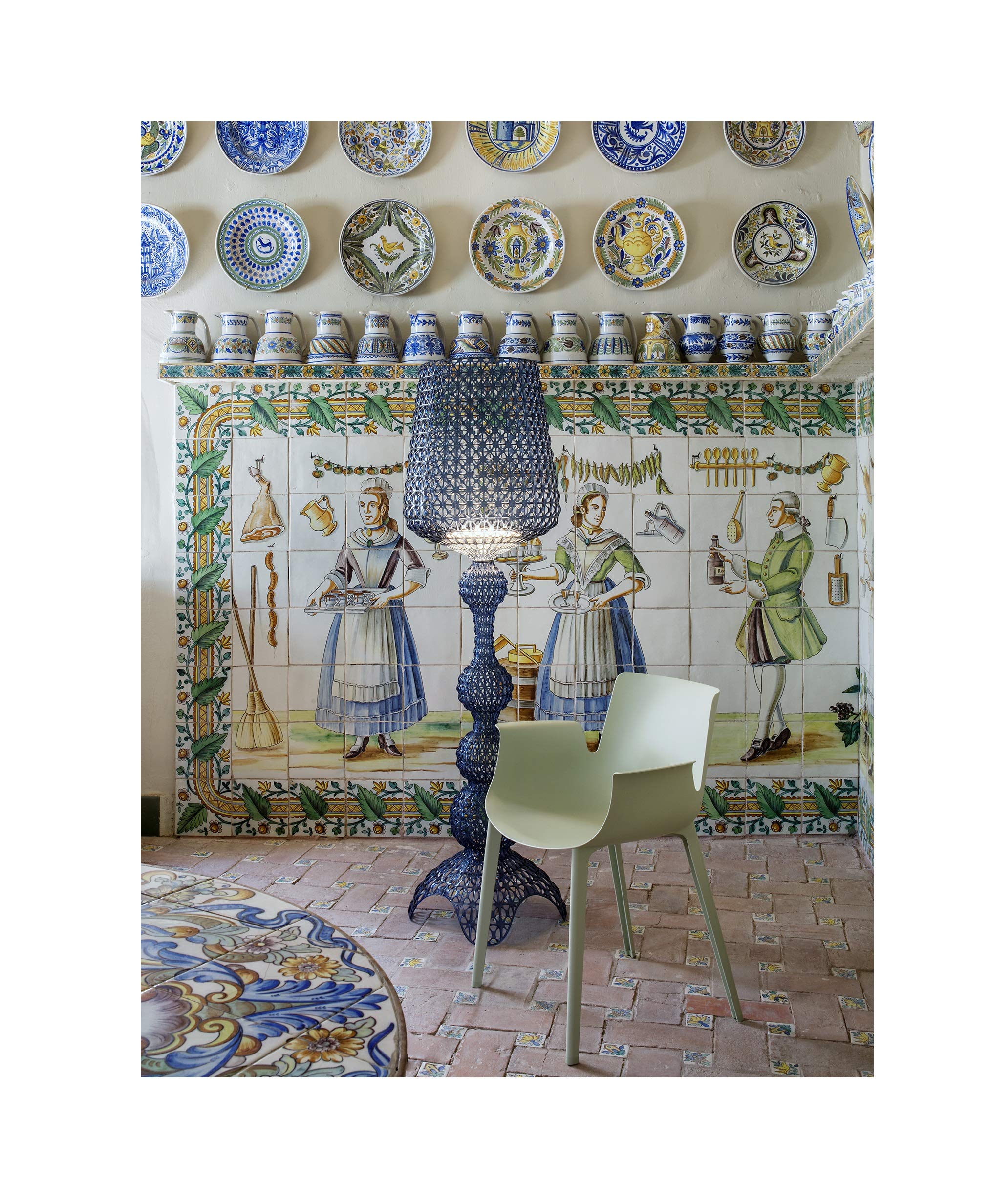 Kartell Lampada da Terra Kabuki, Interno 26 W, Azzurro, 50ⵁx166 cm, Indoor