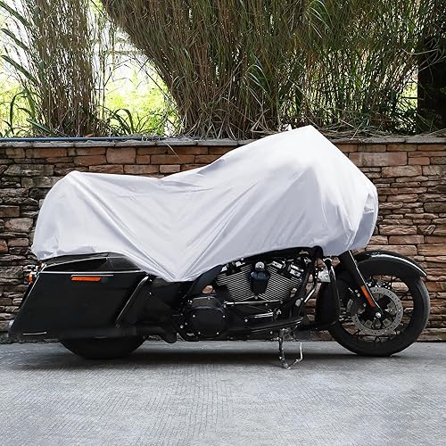 Miniatura 2 de X AUTOHAUX Funda para motocicleta, ligera, media cubierta, impermeable, para exteriores, lluvia, polvo, color plateado, tamaño XL, para la mayoría