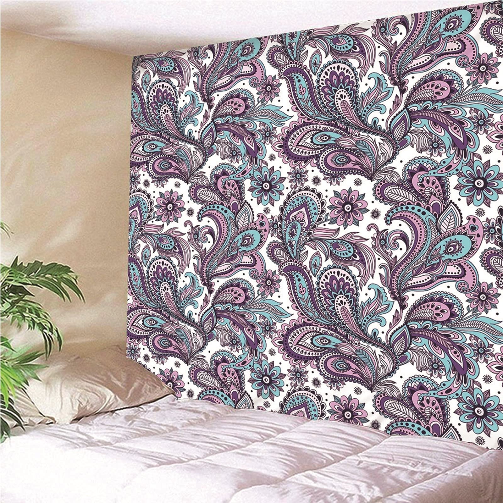 Aeici Tapiz Tela Muro Playa, Manta Pared Decorativa Estampado Floral Tapiz para Colgar Pared(350X256Cm)