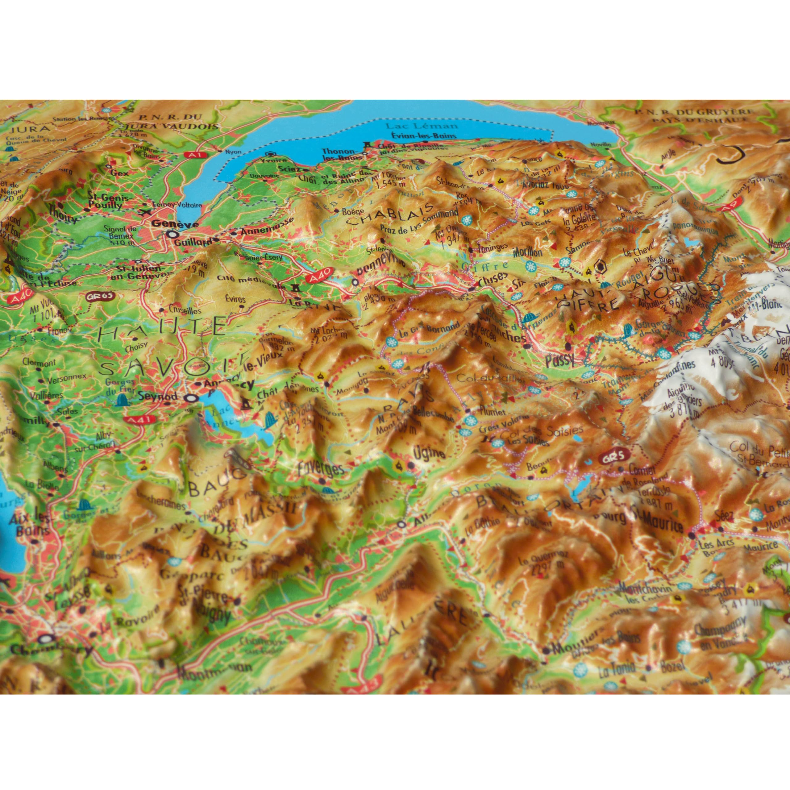 CARTE EN RELIEF DES ALPES FRANÇAISES ET SES MASSIFS ALPINS: Edition 2026