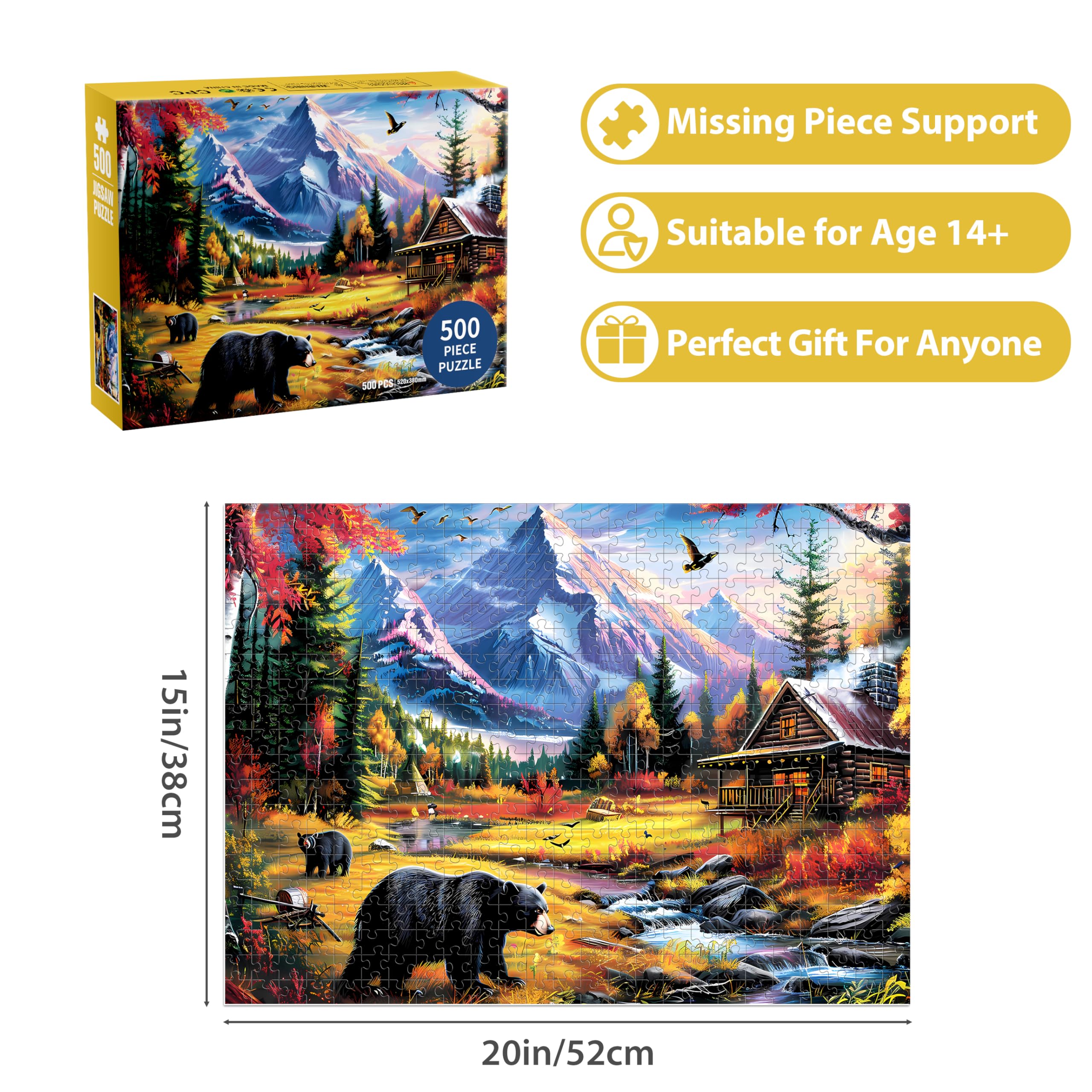 Amazon.com: 500 Pieces Jigsaw Puzzles for Adults Puzzle Bear
