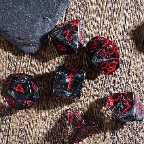 Miniatura 4 de HDdais Juego de dados poliédricos DND, 7 piezas RPG D&D para juegos de rol MTG Dungeons and Dragons y otros juegos de mesa (negro)