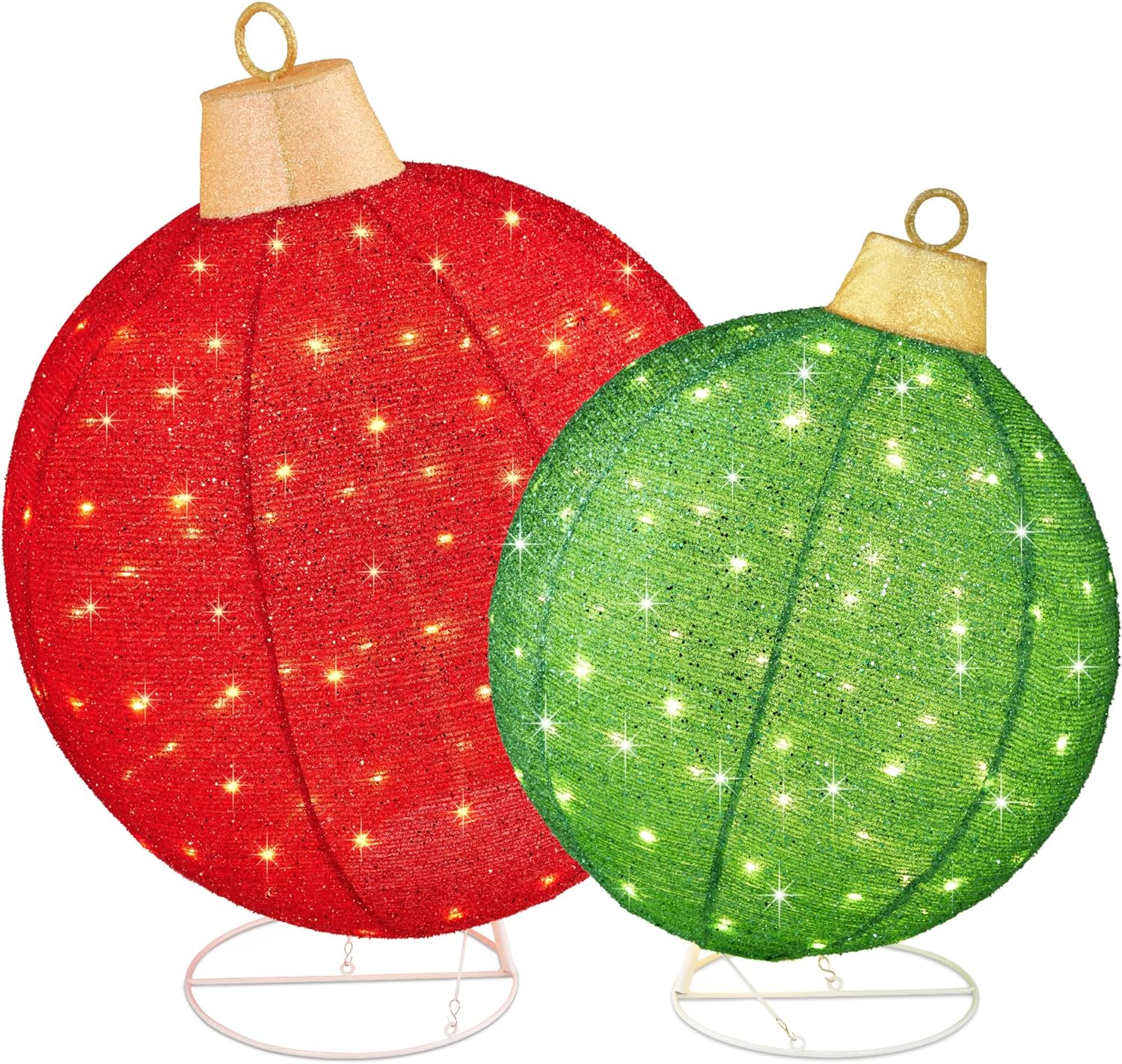 Best Choice Products 2pc Large Outdoor Christmas Ornament Set, Lighted PopUp Ball