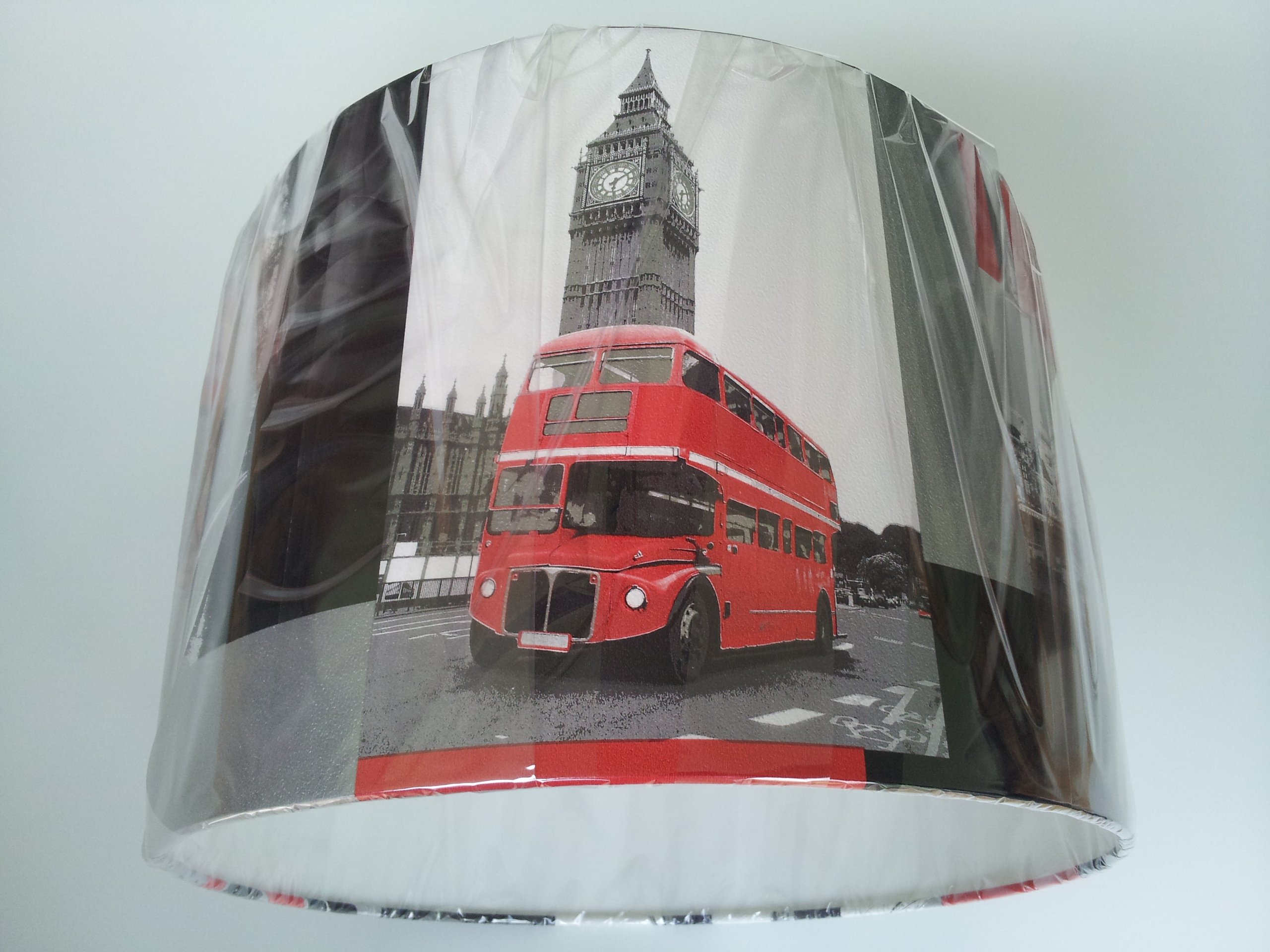 12"/30 CM LONDON CITY BUS WALLPAPER CEILING LIGHTSHADE ..HANDMADE..