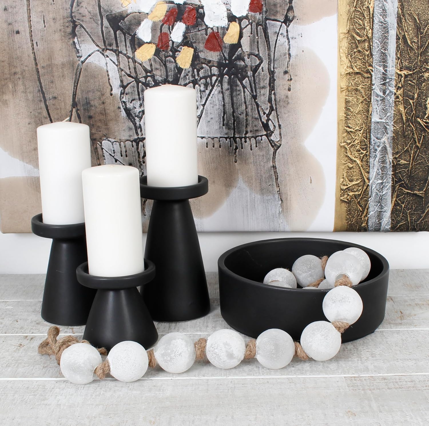 Handcrafted 48 inch Garland with 15 Pieces Sea Glass Balls 2 inch in Diameter, Tabletop, Bowl and Tray Décor Blue