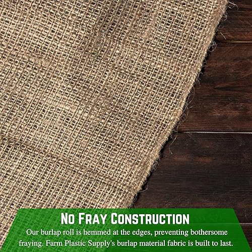 Miniatura 5 de Farm Plastic Supply - Tela de arpillera de 10 onzas - (24 pulgadas x 50 pies) - Rollo de arpillera para caminos de mesa, tela de paisajismo, rollo
