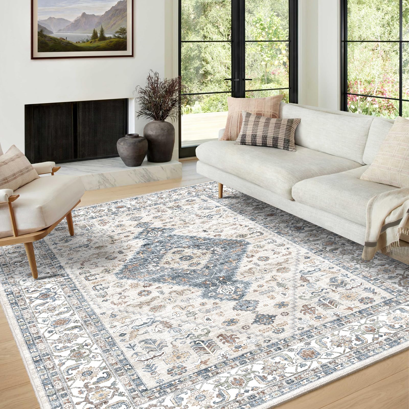 SONGLET 9x12 Area Rug， Washable 9x12 Rug for Living Room, Area Rugs for Bedroom or Dining Room